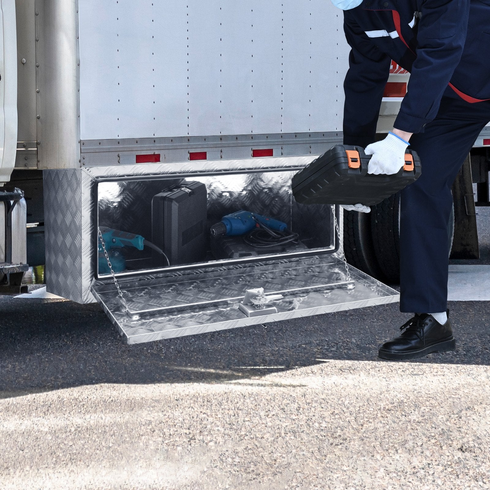 Robust Aluminum Underbody Truck Box 36"x17"x18" with Secure Lock, Waterproof T-Handle Latch for Trucks, Vans, Trailers, Weatherproof Storage Solution