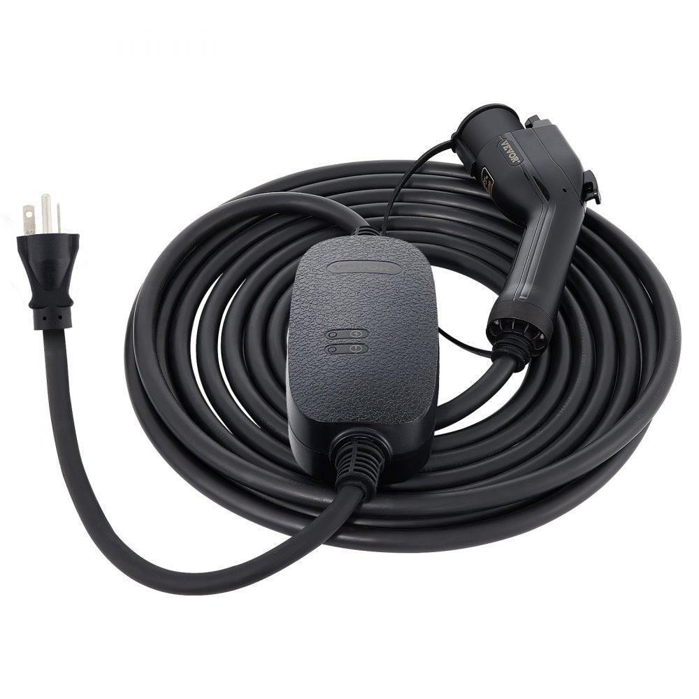 VEVOR Level 2 EV Charger, 16 Amp 110V-240V 3.84 kW, Portable Electric Vehicle Charger with 25 ft Charging Cable NEMA 6-20 Plug, SAE J1772 Standard Plug-in Home EV Charging Station for Electric Cars