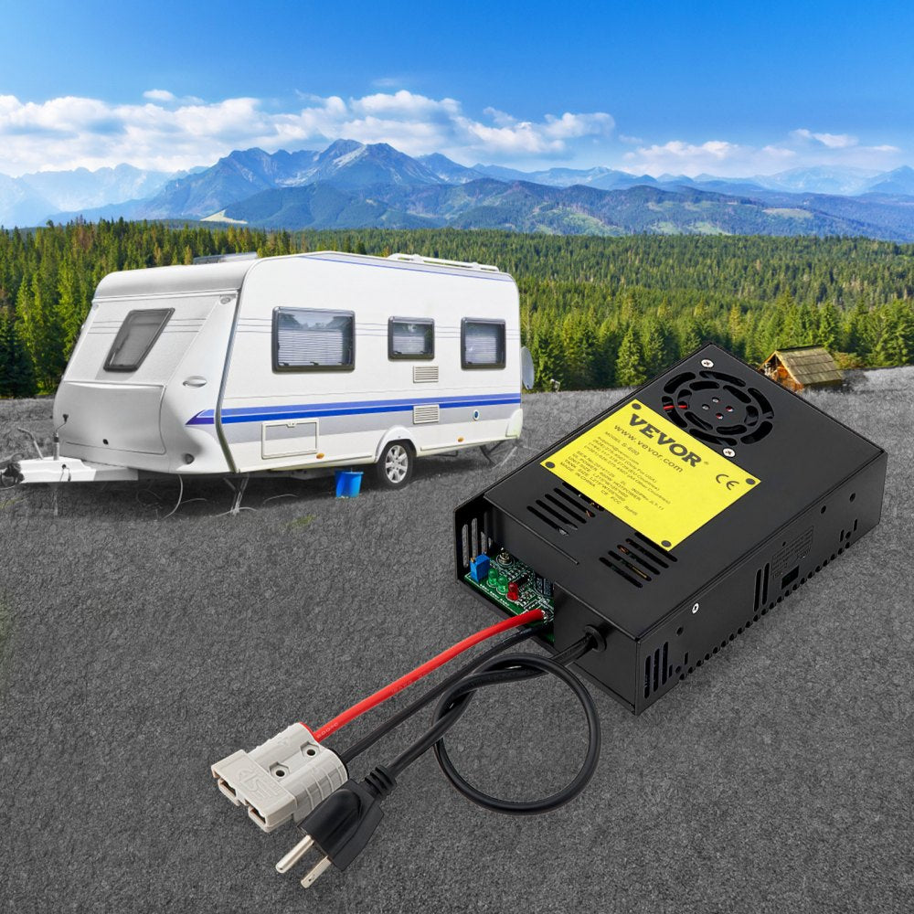 VEVOR 35 Amp RV Power Converter Charger, 110 Volt AC to 12 Volt DC, Power Supply Battery Converter Charger 600W with 13-16V DC Adjustable Operating Range, Three-Stage Inverter, for RV Trailer Camper