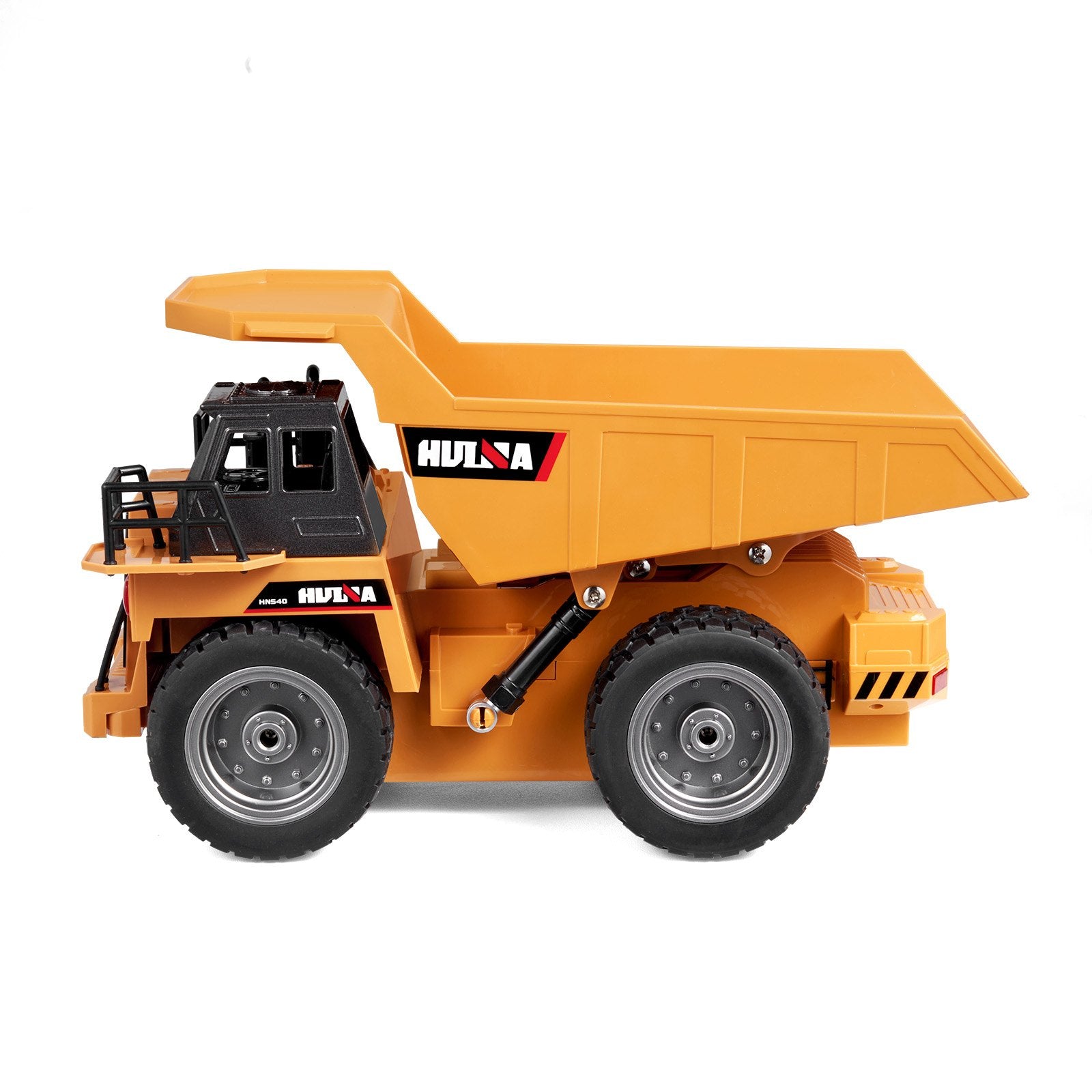 Remote Control Dump Truck Toy, 9-Channel 1:18 Scale Construction Vehicle with Metal Cabin, Lights & 2 Rechargeable Batteries for Kids 6+