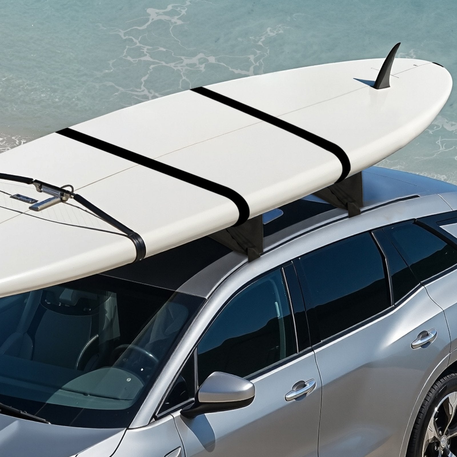 Universal Inflatable Soft Roof Rack Bars - 37.6" Car Roof Pads for Kayaks, Canoes, SUPs with Straps, Air Pump & Storage Bag, 88LBS Capacity