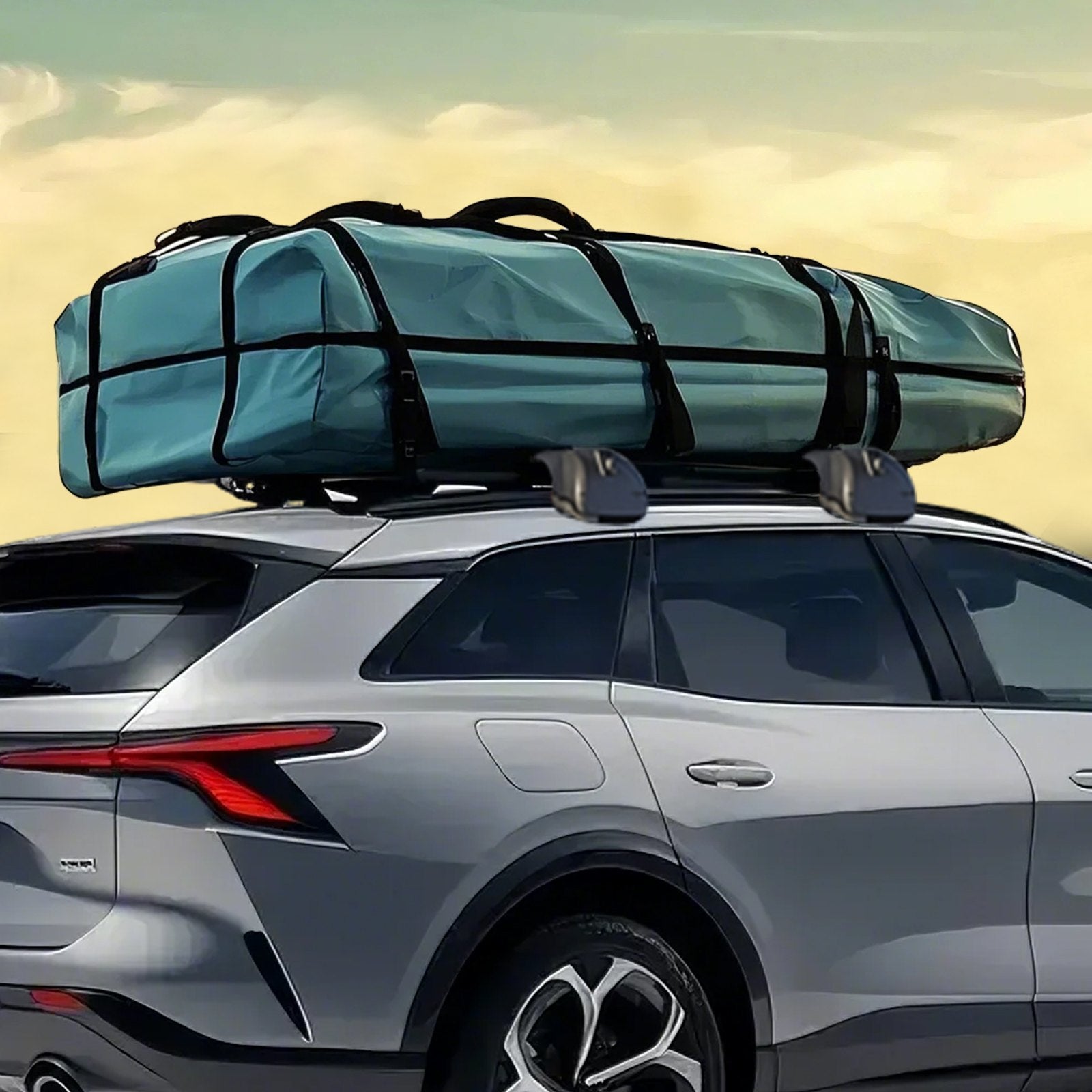 Universal 30" Soft Roof Rack Pads for Cars - Heavy Duty 176LBS Load Capacity with Tie Down & Quick Loop Straps for Kayaks, SUPs, Canoes & Snowboards