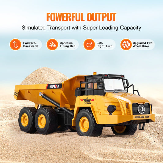 Remote Control Dump Truck, 11-Channel 1:16 Scale Construction Vehicle Toy with Metal Cabin & Lights for Kids 8+, Includes 2 Rechargeable Batteries, Perfect Gift for Boys & Girls, Realistic RC Truck with 4.4 lbs Load Capacity