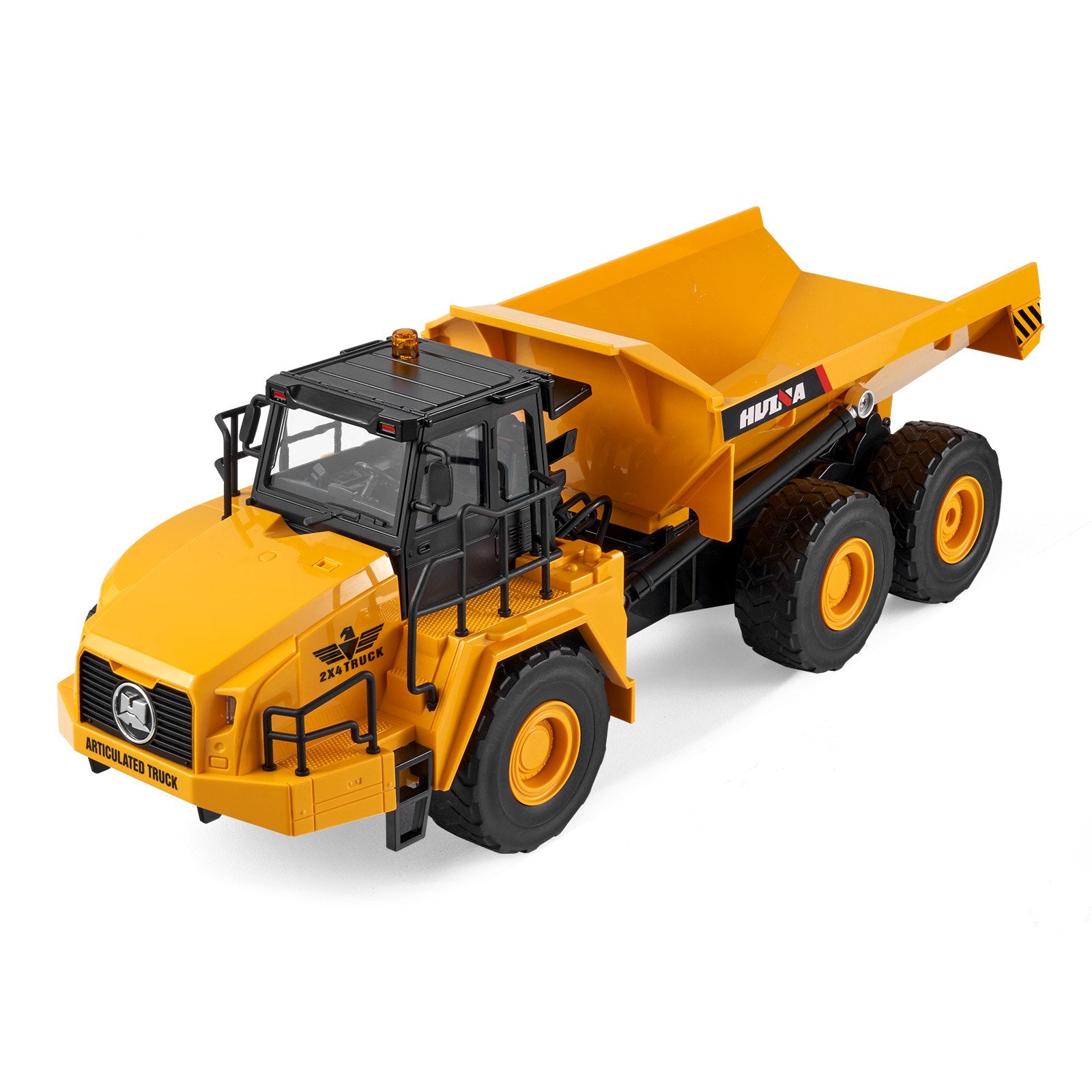 1:18 Scale RC Dump Truck Toy, 11-Channel Remote Control Construction Vehicle for Kids with Metal Cabin, Lights & Dual Rechargeable Batteries