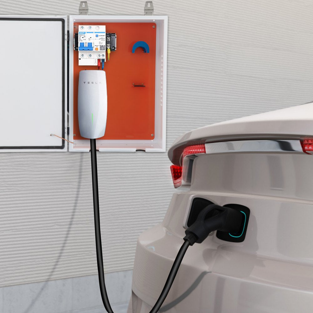 VEVOR Tesla Charger Station Box, 28 x 20 x 10", Outdoor Cable Box Charging Box Cable Organizer, IP32 Waterproof Dustproof Cool Roll Steel Electrical Enclosure Box, for Tesla Wall Connector
