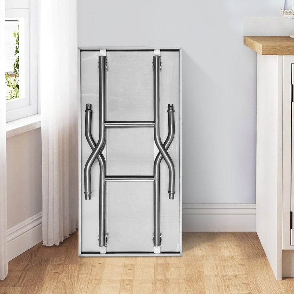 VEVOR 48 x 24 Inch Commercial Worktable Workstation, Folding Commercial Prep Table, Heavy-duty Stainless Steel Folding Table with 772 lbs Load, Kitchen Work Table, Silver Stainless Steel Kitchen Islan