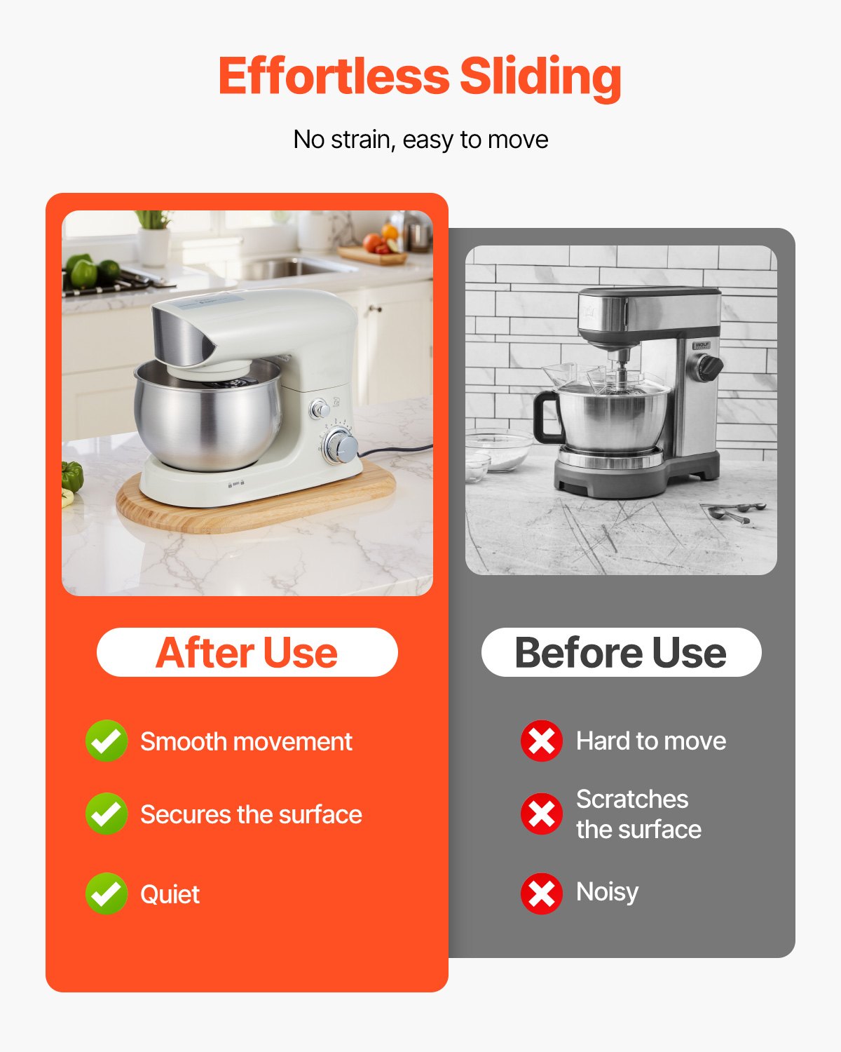 Oval Mixer Slider for 4.5-5 Qt Stand Mixers, 14.5x9.4-Inch, Natural Wood Appliance Tray with PTFE Feet for Easy Kitchen Countertop Movement