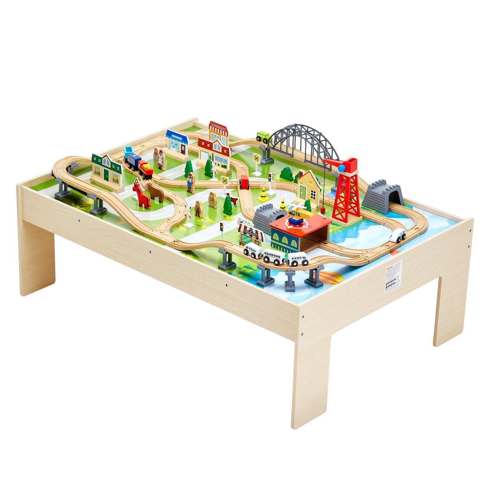 Title: Wooden Kids Activity Train Table with 120 Multicolor Pieces, Storage Bin, for Gaming, Drawing, Reading, Creative Play, Ages 3+