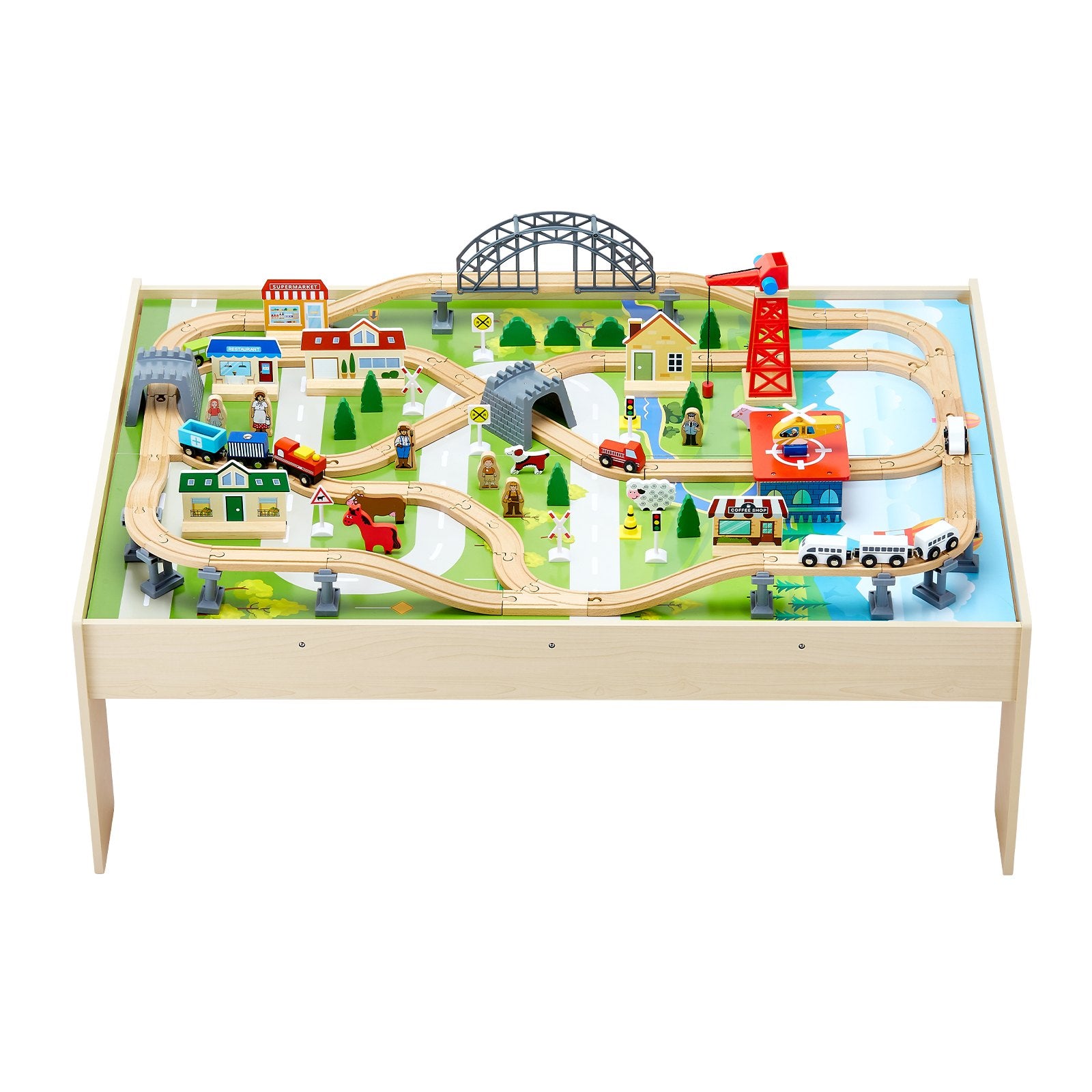 Title: Wooden Kids Activity Train Table with 120 Multicolor Pieces, Storage Bin, for Gaming, Drawing, Reading, Creative Play, Ages 3+