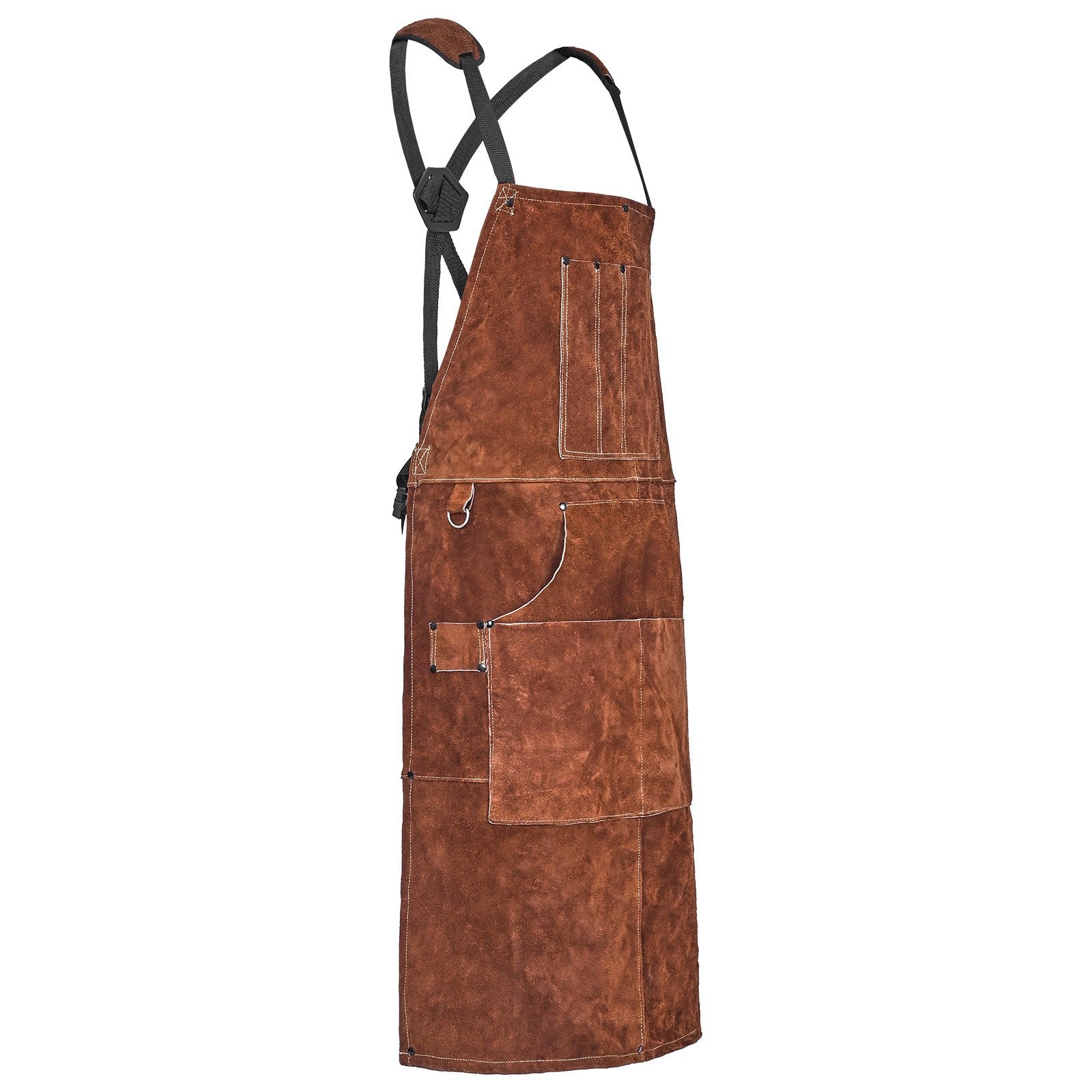 Heavy Duty Leather Welding Apron - Flame Resistant Cowhide for Blacksmiths, BBQ, Woodworking & Gardening with 6 Tool Pockets