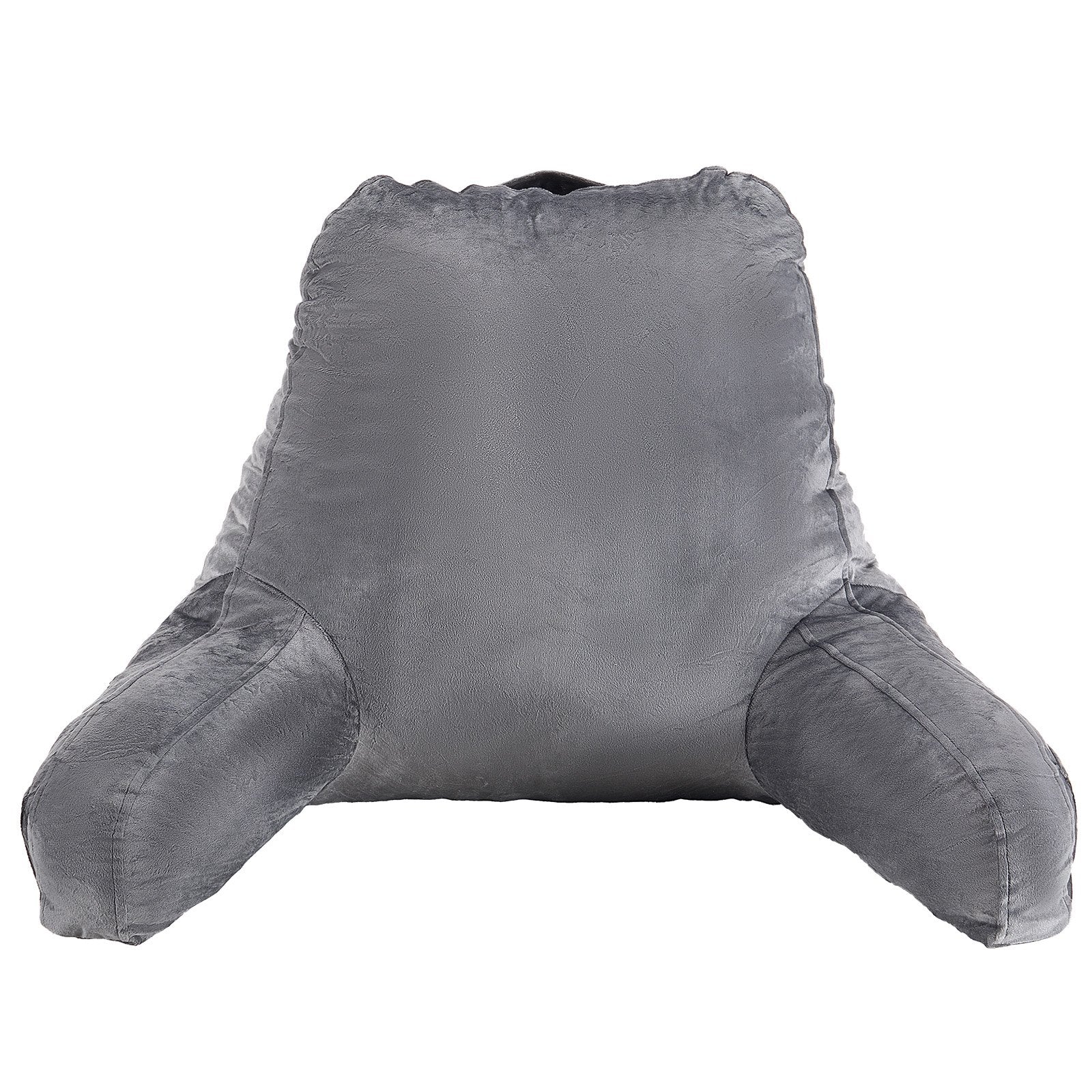 Luxurious Grey Reading Pillow with Memory Foam for Ultimate Comfort - Features 3 Convenient Pockets, Washable Velvet Cover, and Easy-Carry Handle