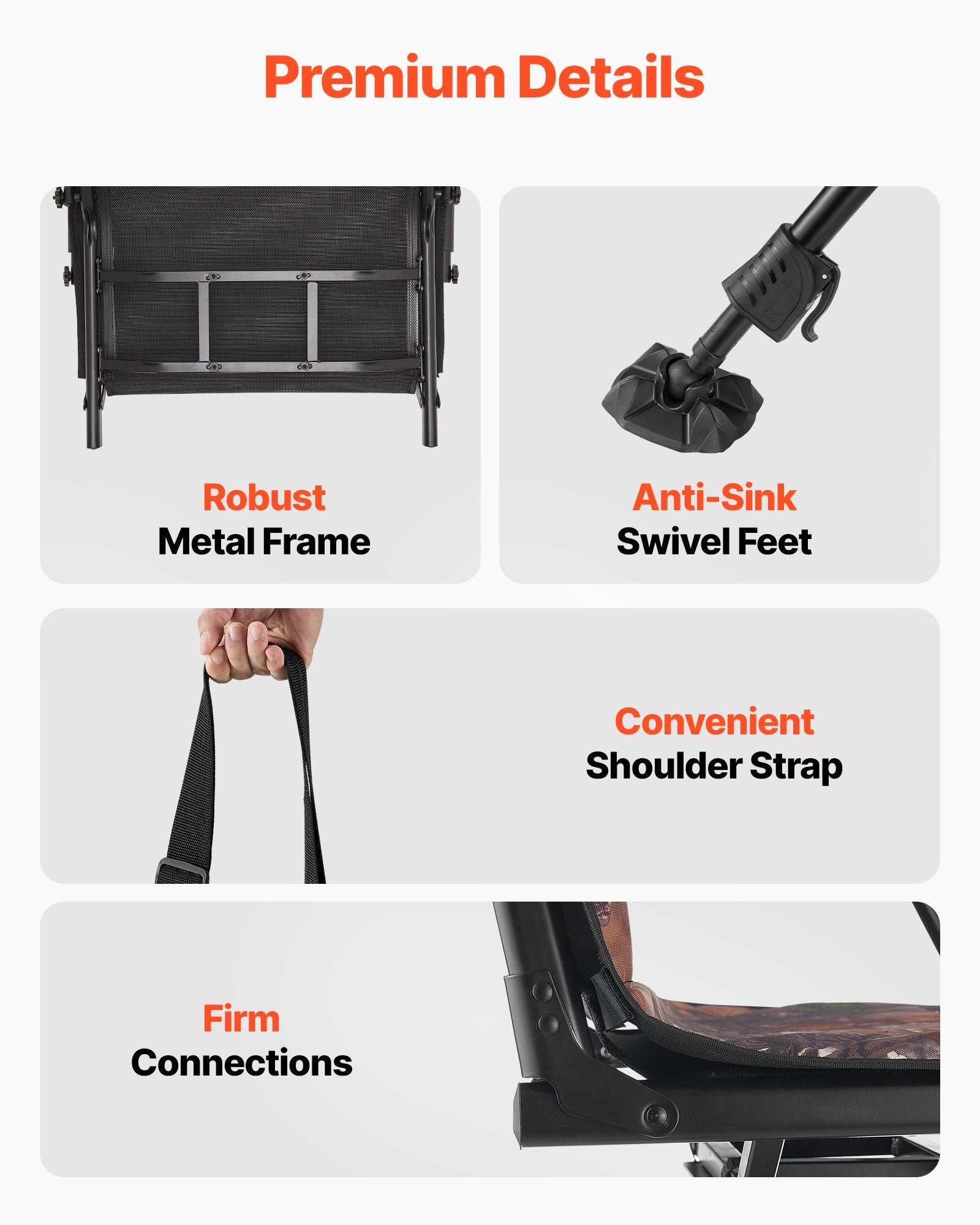 Ultimate Hunting Chair with 360° Silent Swivel, Foldable Design, Heavy-Duty Steel Frame, Armrests, Anti-Sink Feet, Adjustable Height, 350 Lbs Capacity