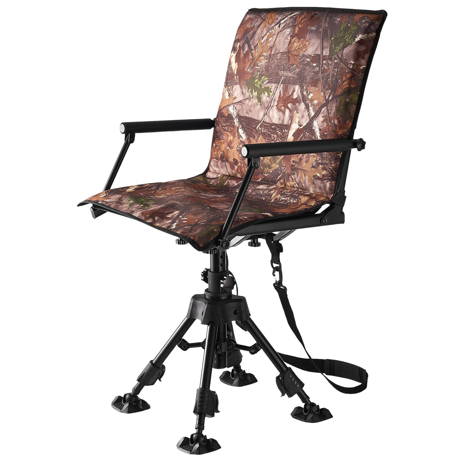 Ultimate Hunting Chair with 360° Silent Swivel, Foldable Design, Heavy-Duty Steel Frame, Armrests, Anti-Sink Feet, Adjustable Height, 350 Lbs Capacity