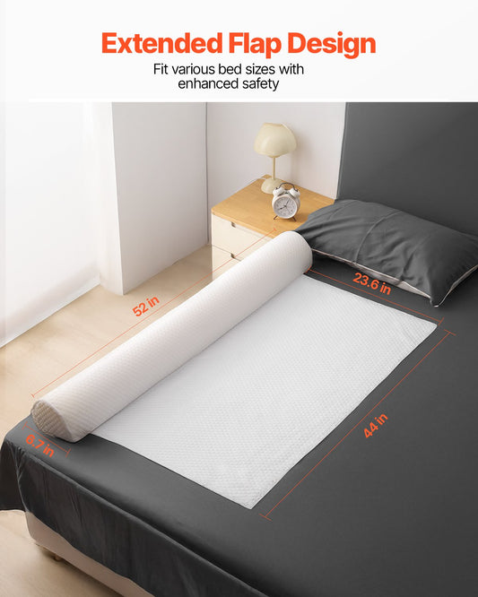 Toddler Bed Bumper with Non-Slip Safety Flap - 52-Inch High-Rebound Foam Rail, Machine-Washable Cover for Twin to King Beds, Portable & Lightweight