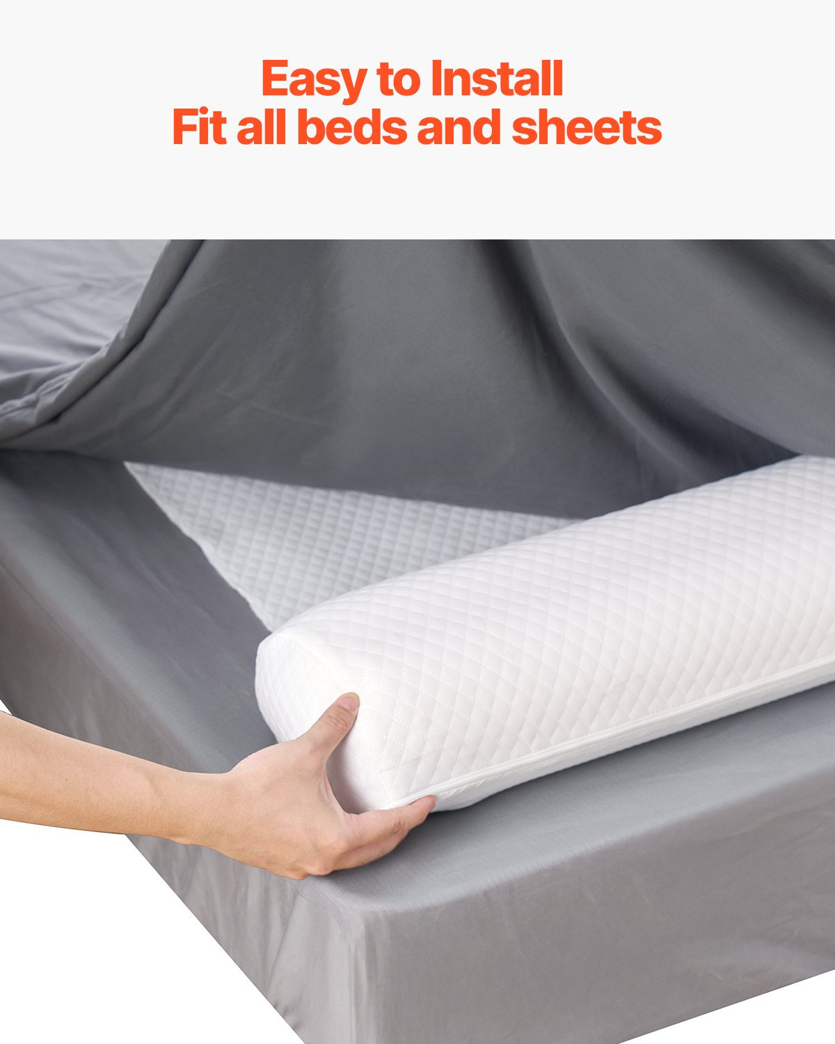 Toddler Bed Bumper with Non-Slip Safety Flap - 52-Inch High-Rebound Foam Rail, Machine-Washable Cover for Twin to King Beds, Portable & Lightweight