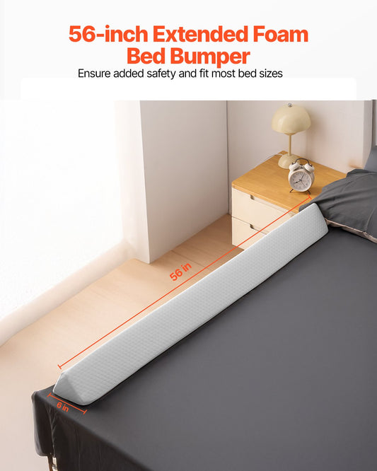 56-Inch Non-Slip Toddler Bed Bumper - High-Rebound Foam Guard with Washable Cover for Twin to King Size Beds, Lightweight & Travel-Friendly Safety Rail