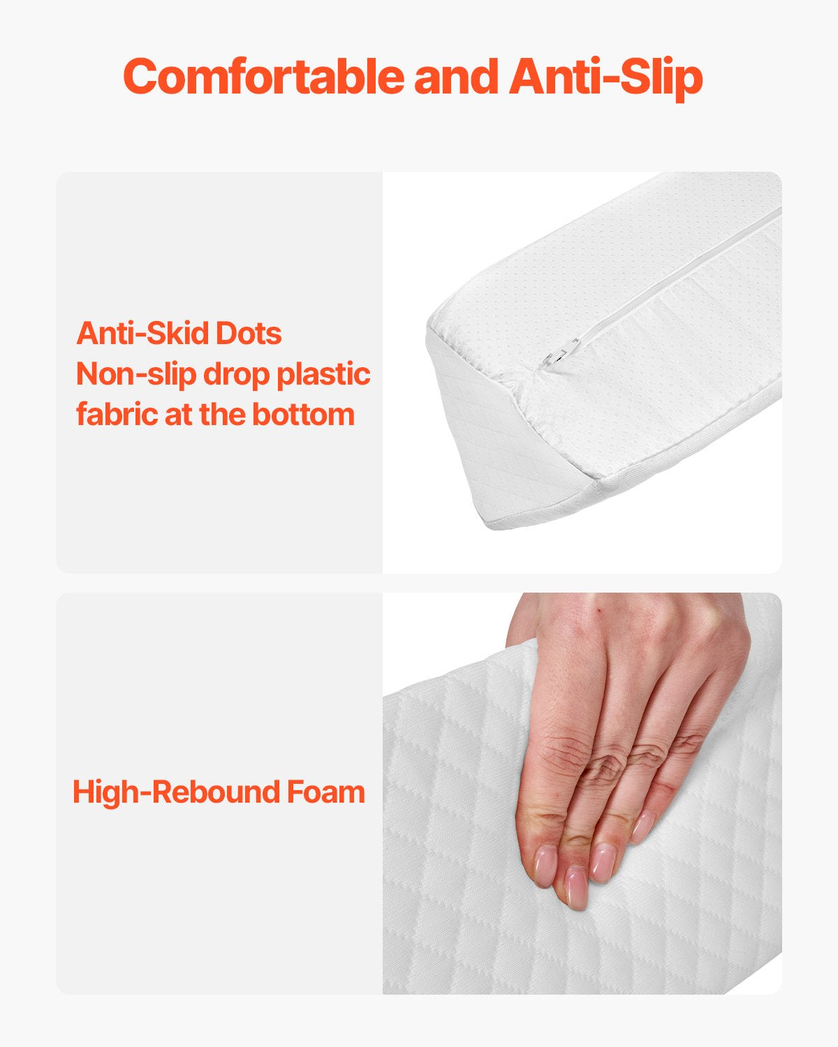 56-Inch Non-Slip Toddler Bed Bumper - High-Rebound Foam Guard with Washable Cover for Twin to King Size Beds, Lightweight & Travel-Friendly Safety Rail