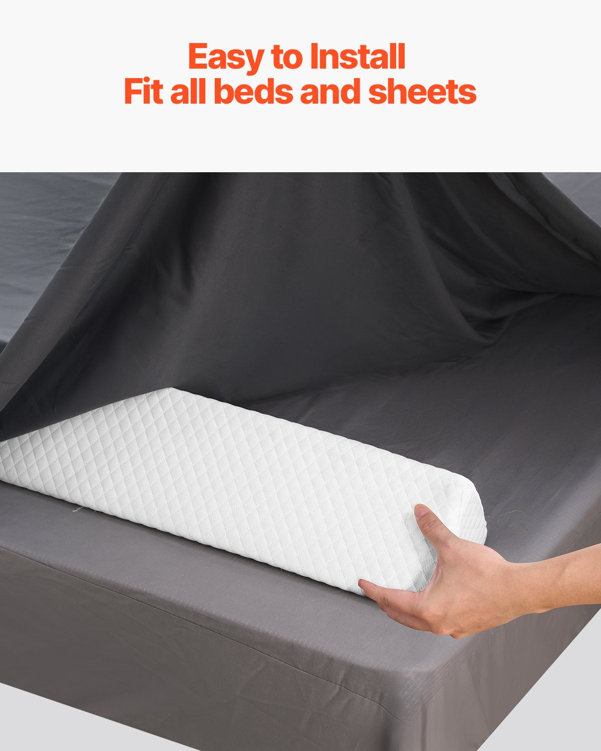 56-Inch Non-Slip Toddler Bed Bumper - High-Rebound Foam Guard with Washable Cover for Twin to King Size Beds, Lightweight & Travel-Friendly Safety Rail