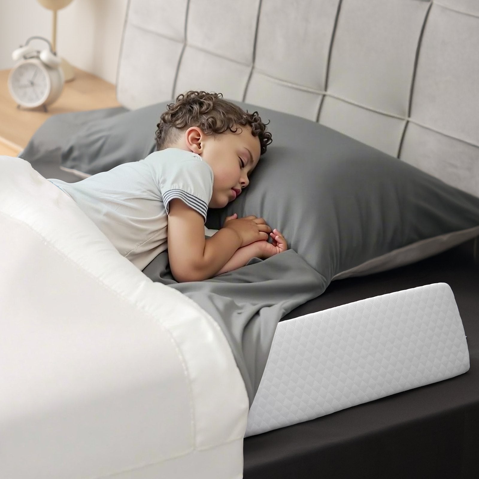 56-Inch Non-Slip Toddler Bed Bumper - High-Rebound Foam Guard with Washable Cover for Twin to King Size Beds, Lightweight & Travel-Friendly Safety Rail