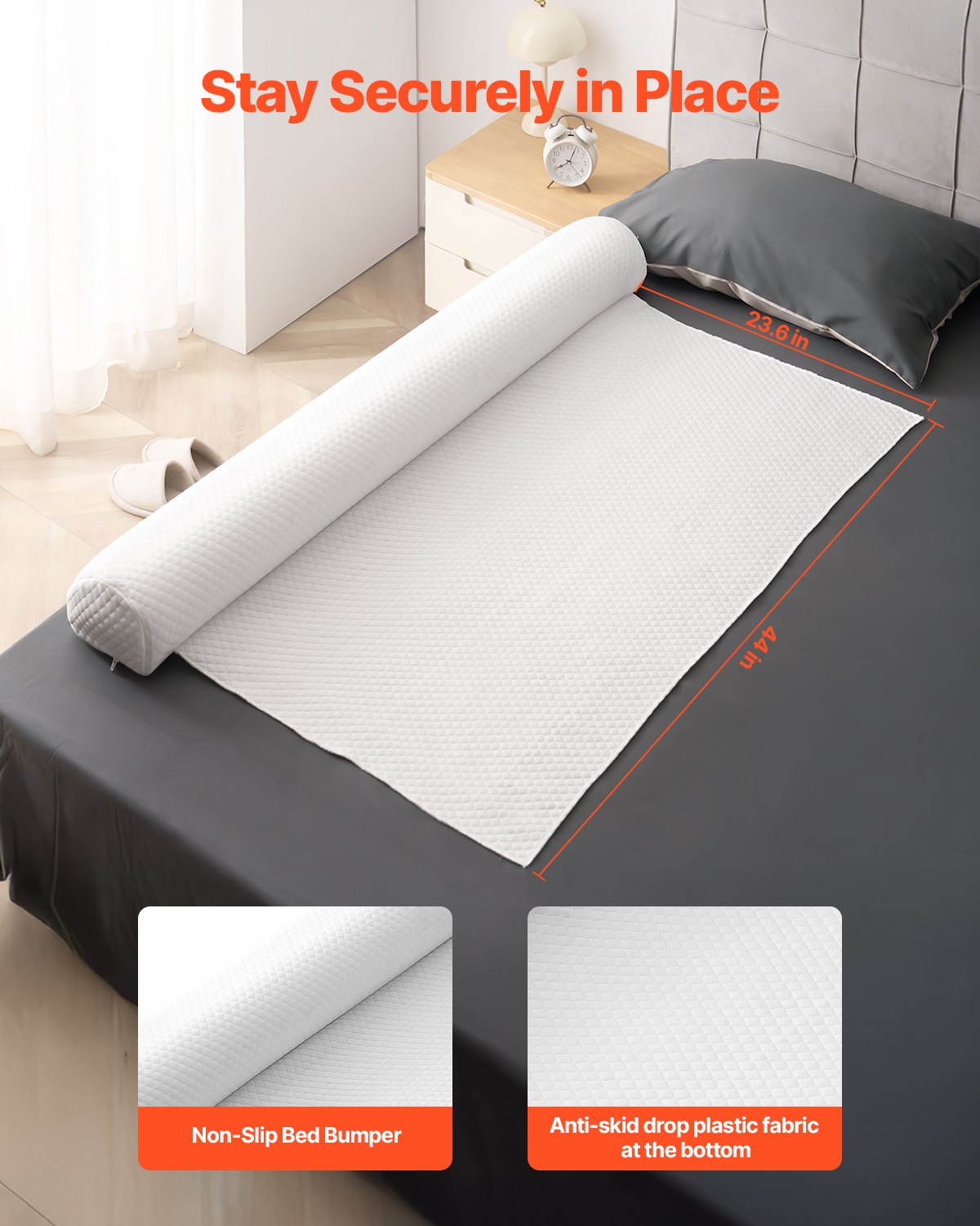 Inflatable Bed Bumper Guard Rails for Toddlers - 52-Inch Safety Flap, Non-Slip, Washable Cover, Fits Twin to King Beds, Portable 2-Pack