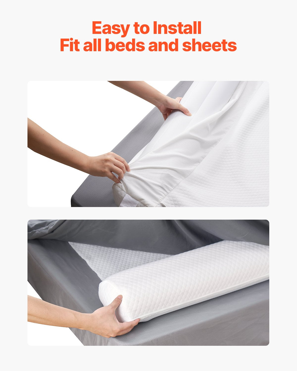Inflatable Bed Bumper Guard Rails for Toddlers - 52-Inch Safety Flap, Non-Slip, Washable Cover, Fits Twin to King Beds, Portable 2-Pack
