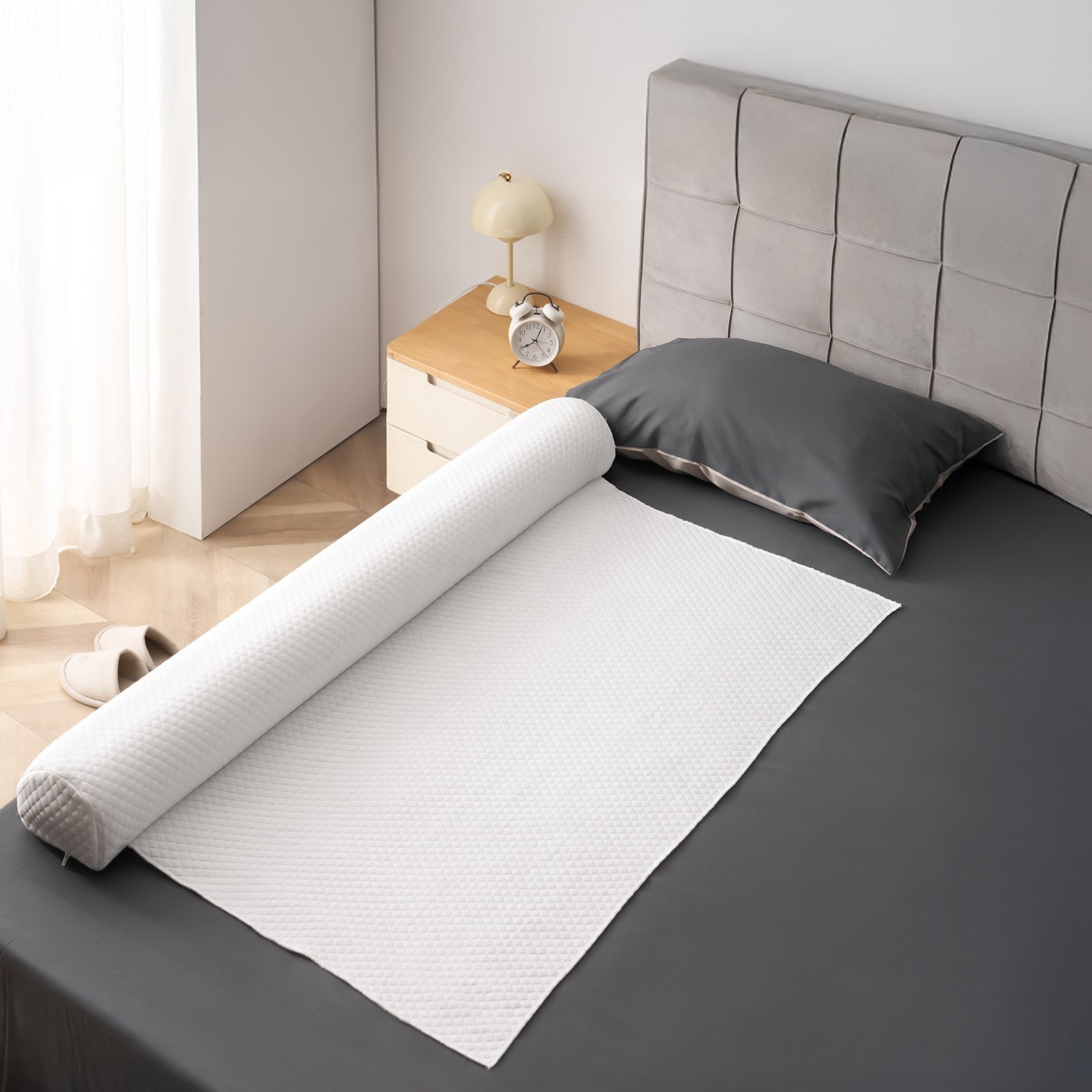 Inflatable Bed Bumper Guard Rails for Toddlers - 52-Inch Safety Flap, Non-Slip, Washable Cover, Fits Twin to King Beds, Portable 2-Pack