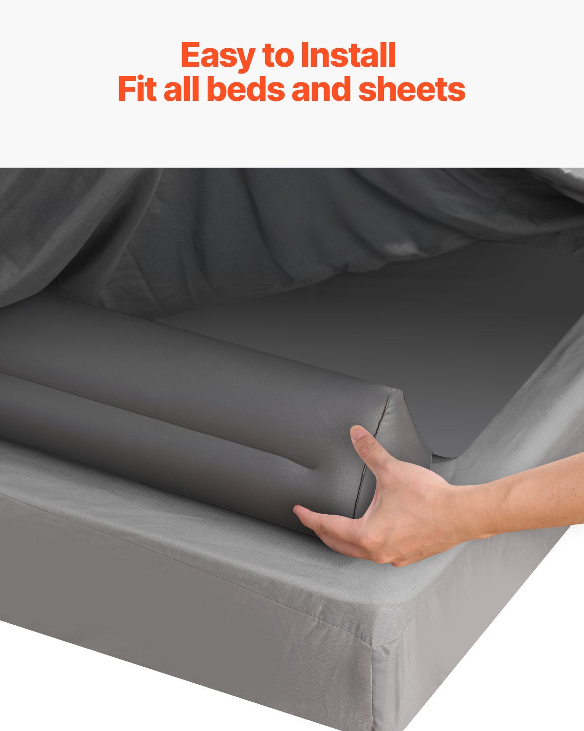 Inflatable Toddler Bed Bumper with Safety Flap - 52" Non-Slip Guard for Twin, Full, Queen, King Beds - Lightweight, Portable, Easy Installation for Home & Travel (2-Pack)