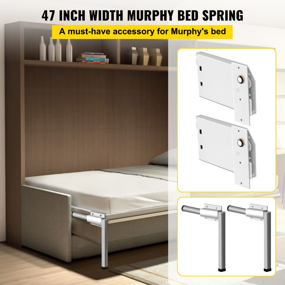 Horizontal Wall Mount Murphy Bed Springs Mechanism Kit for Sturdy DIY Queen and Twin Size Bed Installation