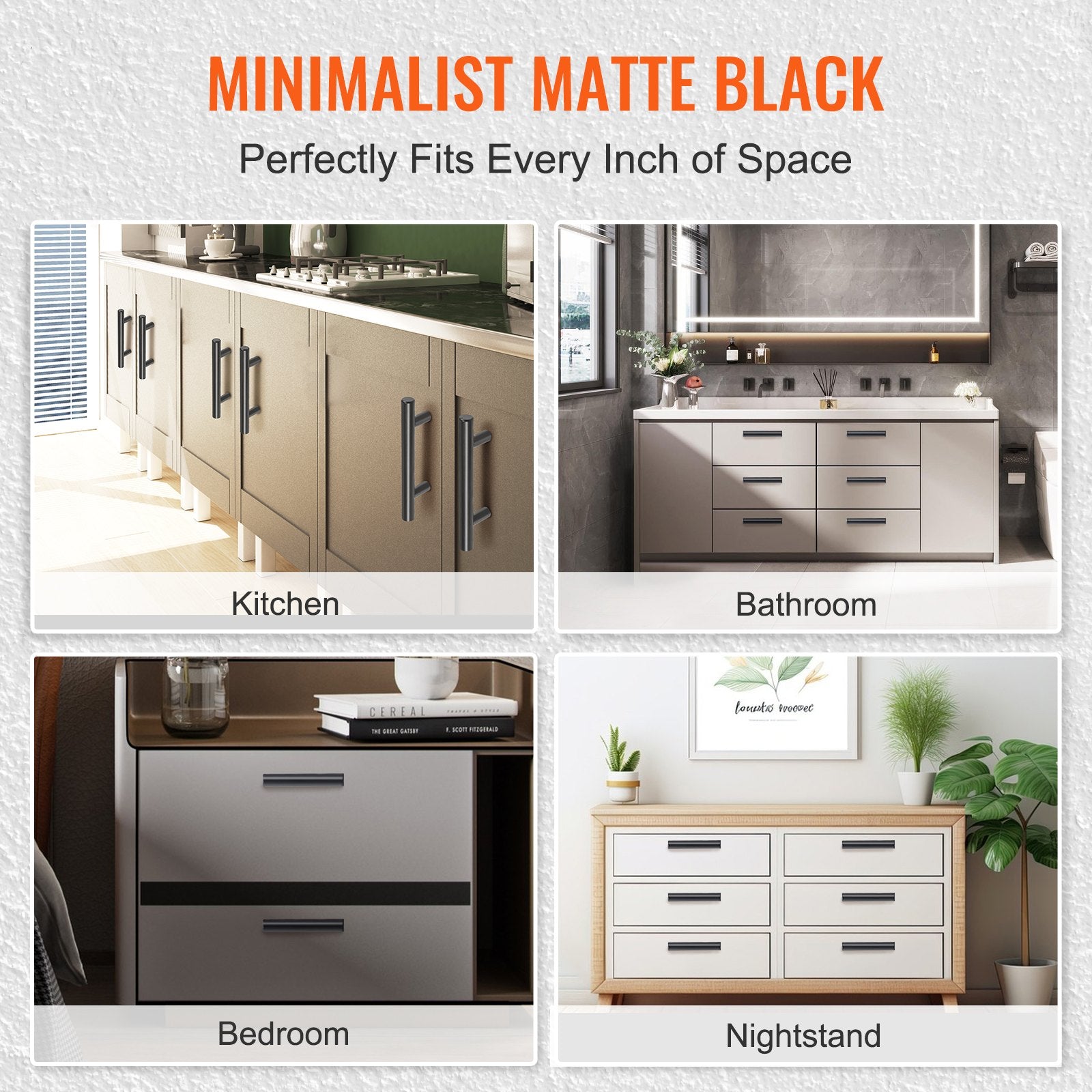 30 Pack Matte Black Cabinet Pulls - Modern Stainless Steel Handles for Kitchen, Bathroom, Bar; 5.03in/128mm Center, Easy Install, Durable