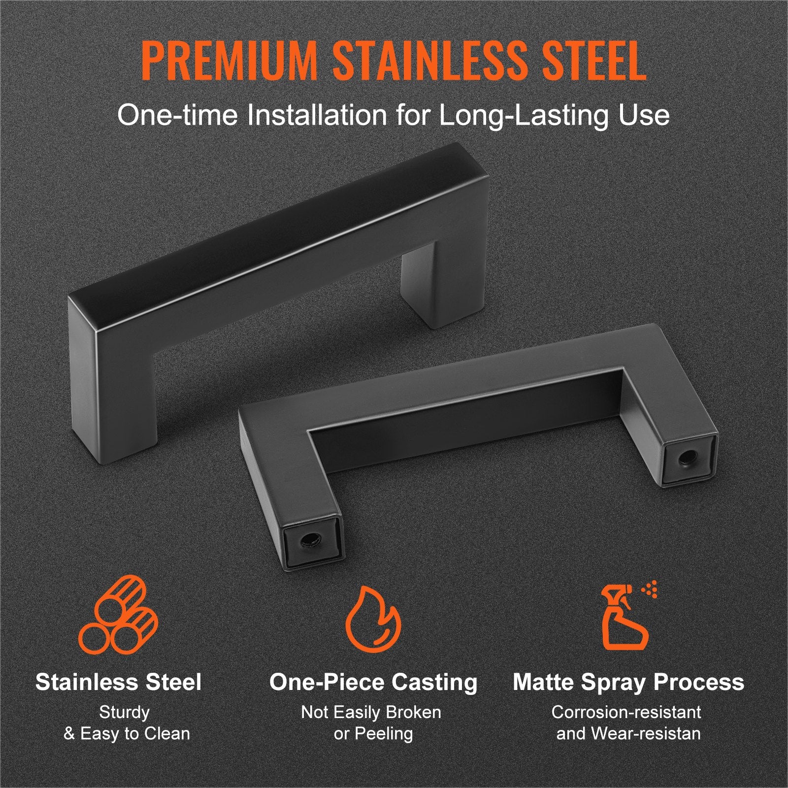 30 Pack Matte Black Cabinet Pulls, 3in Center to Center, Modern Stainless Steel Handles for Kitchen, Bathroom, Bar, Cupboard, Drawer, Door Hardware