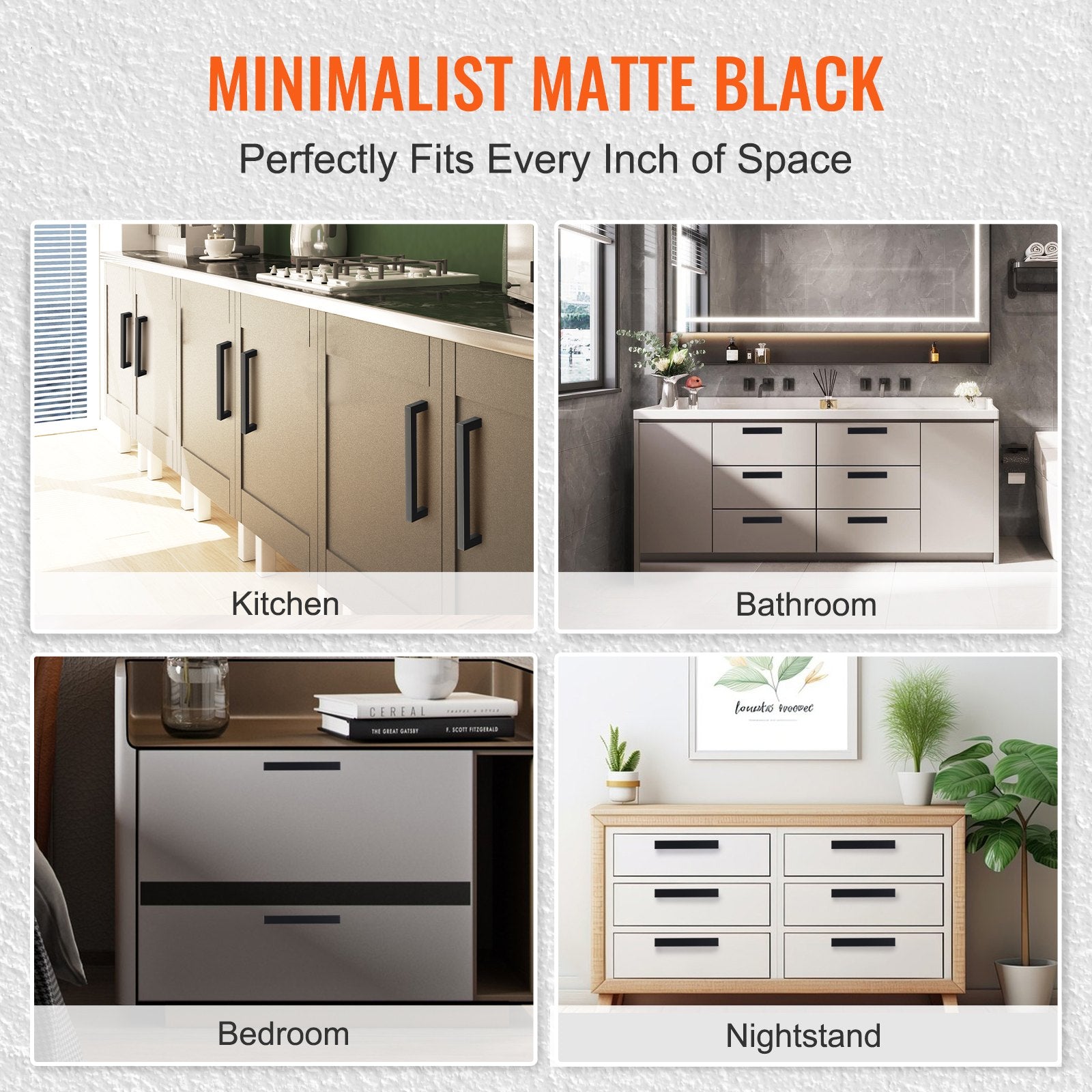 30 Pack Modern Matte Black Cabinet Pulls, 5.03in Center to Center, Stainless Steel Handles for Kitchen, Bathroom, Bar, and Cupboard Doors