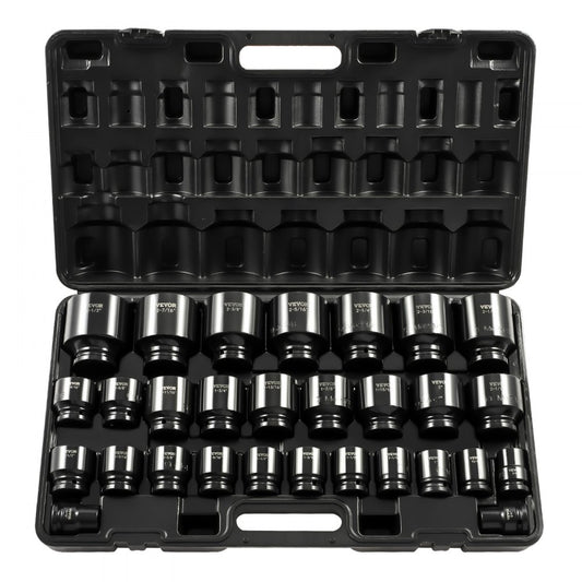 VEVOR Impact Socket Set 3/4 Inches 29 Piece Impact Sockets, 6-Point Sockets, Rugged Construction, CR-M0, 3/4 Inches Drive Socket Set Impact SAE 3/4 inch - 2-1/2 inch, with a Storage Cage