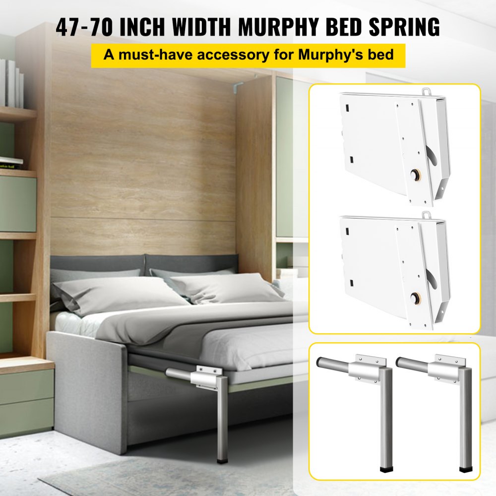 VEVOR DIY Murphy Bed Hardware Kit Vertical Mounting Wall Bed Springs Mechanism Heavy Duty Bed Support Hardware DIY Kit for King Queen Bed
