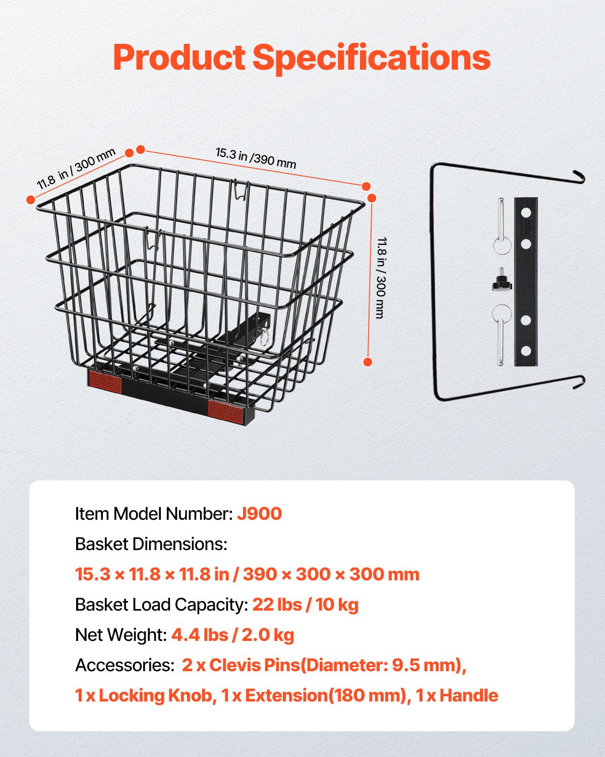 Heavy Duty Metal Wire Rear Basket for Mobility Scooters - Spacious Cargo, Easy Install, 1-inch Receiver, Rust-Resistant, Ideal for Groceries & Pets