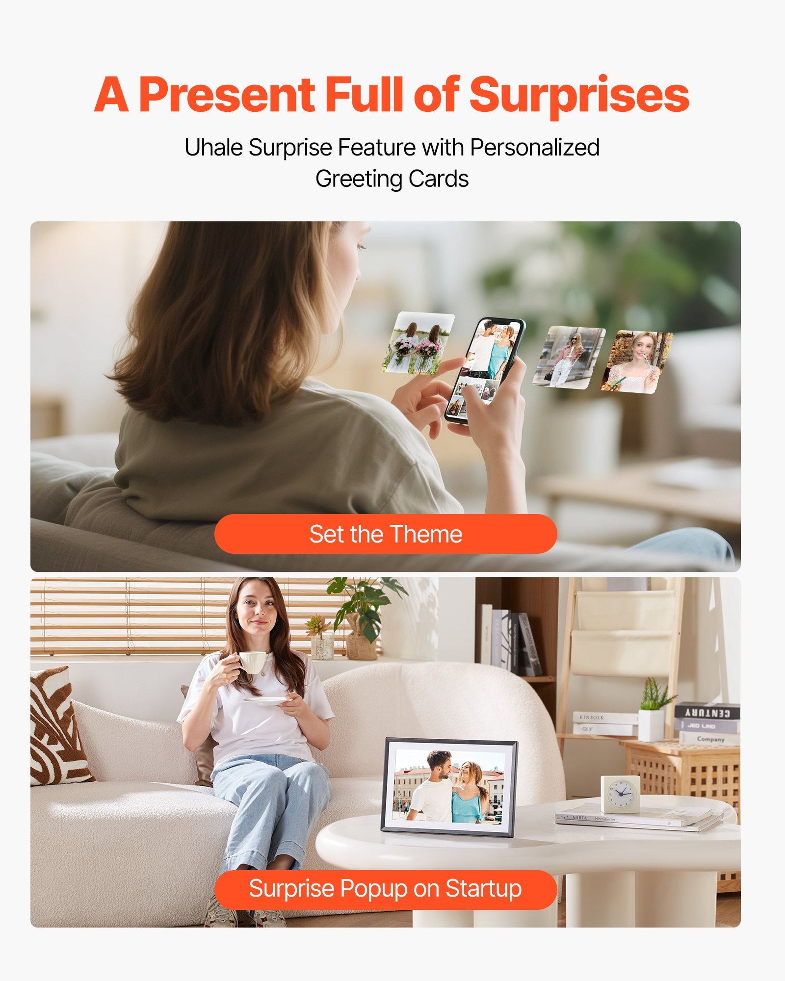 10.1 Inch HD IPS Touch Screen Digital Photo Frame with 32GB Memory, Auto-Rotate, Instant Photo/Video Sharing via App, Perfect for Gifting