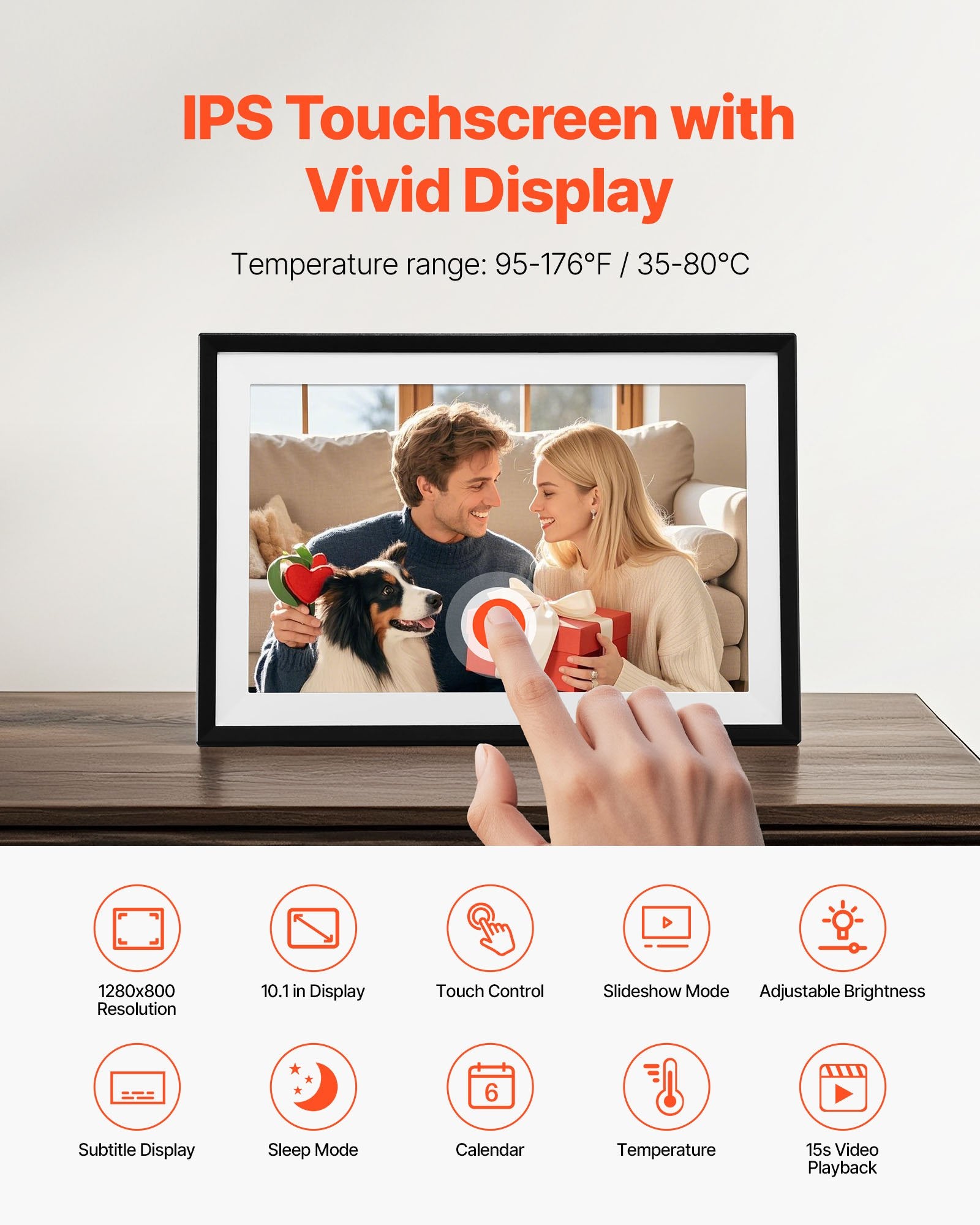 10.1" HD IPS Touchscreen Digital Photo Frame Set, 32GB Storage, Auto-Rotate, Instant Sharing via App, Perfect for Family & Friends