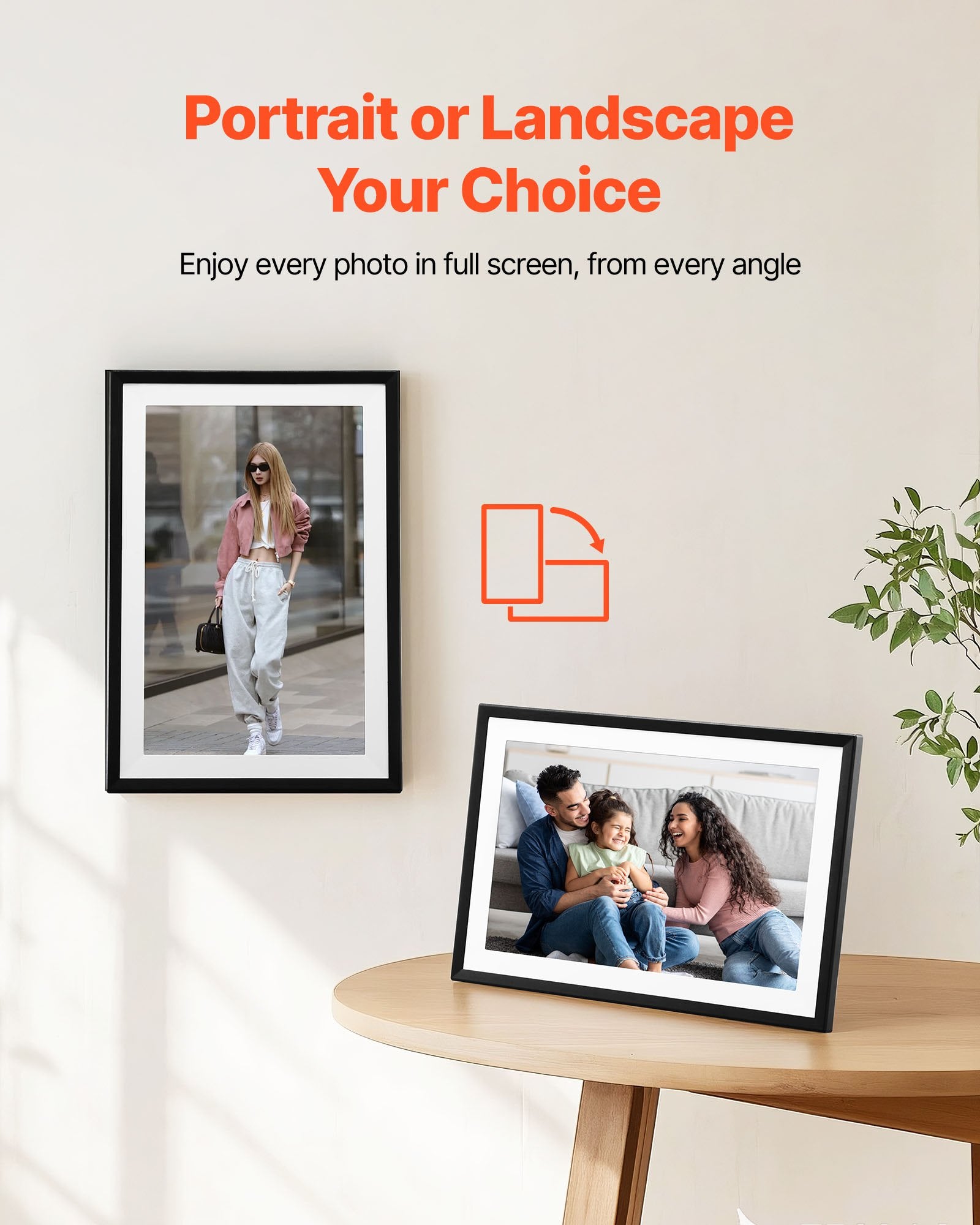 10.1" HD IPS Touchscreen Digital Photo Frame Set, 32GB Storage, Auto-Rotate, Instant Sharing via App, Perfect for Family & Friends