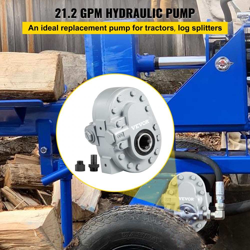 High-Performance 21.2GPM Hydraulic Pump for Log Splitters and Lifts - 2250PSI, 540RPM, SAE 12 Outlet Port, Ideal for Scissor Lifts and Dump Trailers