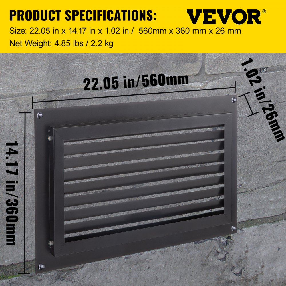 VEVOR Crawl Space Flood Vent Foundation Flood Vent 12"Height x20"Width Wall Vent