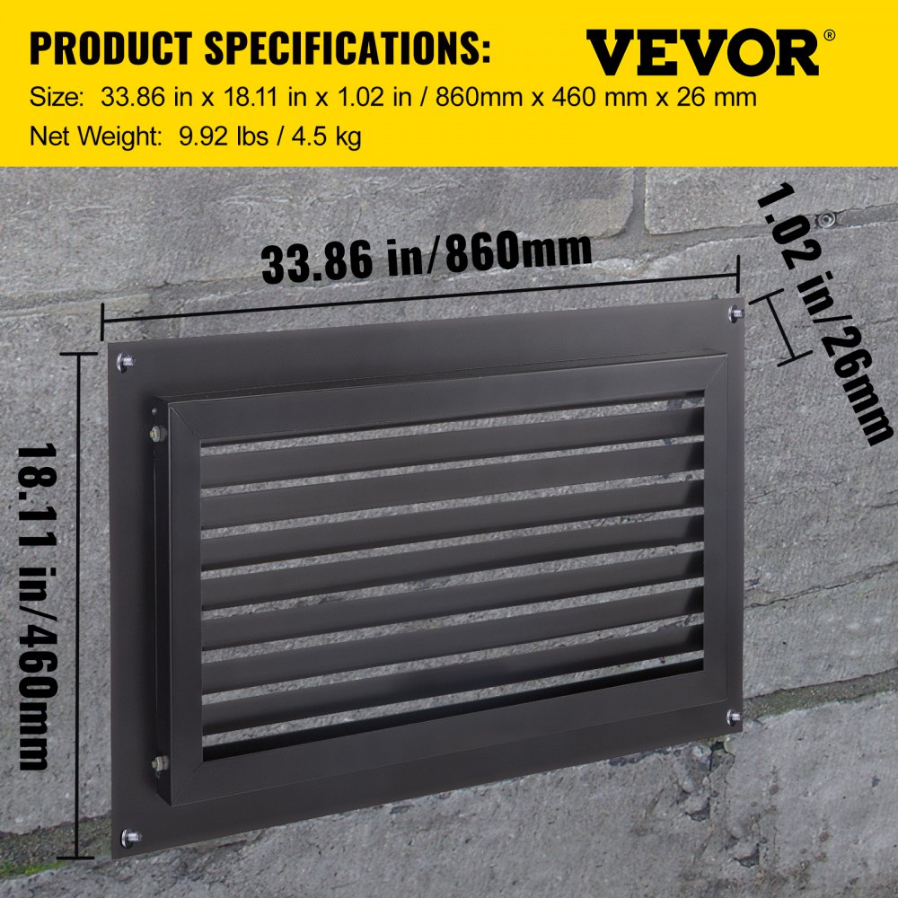 Adjustable Flood Vent for Crawl Spaces and Foundations, 16"x32" Wall Installation