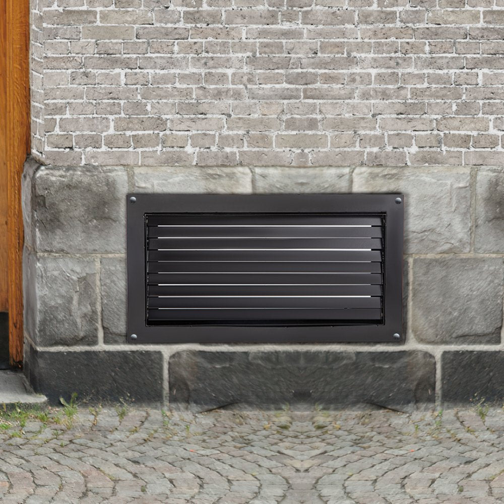 VEVOR Foundation Flood Vent, 8" Height x 16" Width Flood Vent, to Reduce Foundation Damage and Flood Risk, Black, Wall Mounted Flood Vent, for Garages & Full Height Enclosures