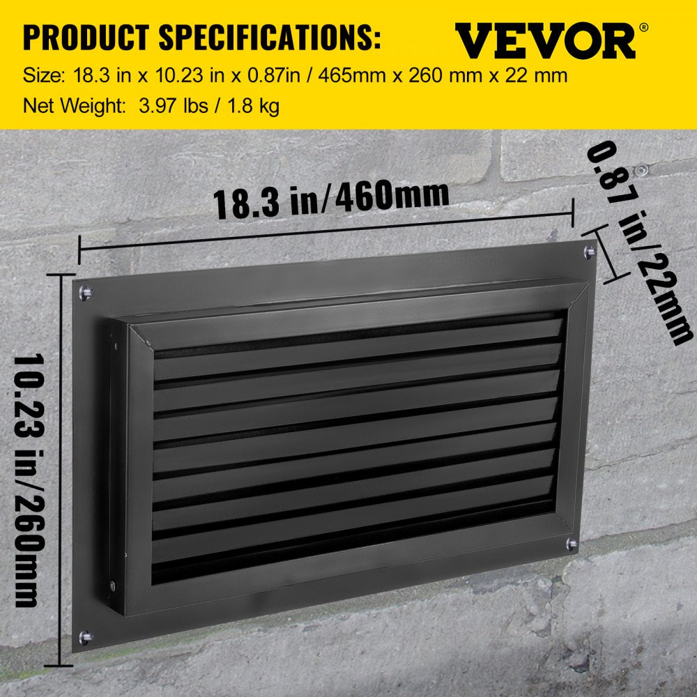 Adjustable Flood Vent for Crawl Space and Foundation Protection, 8"x16" Wall Installation