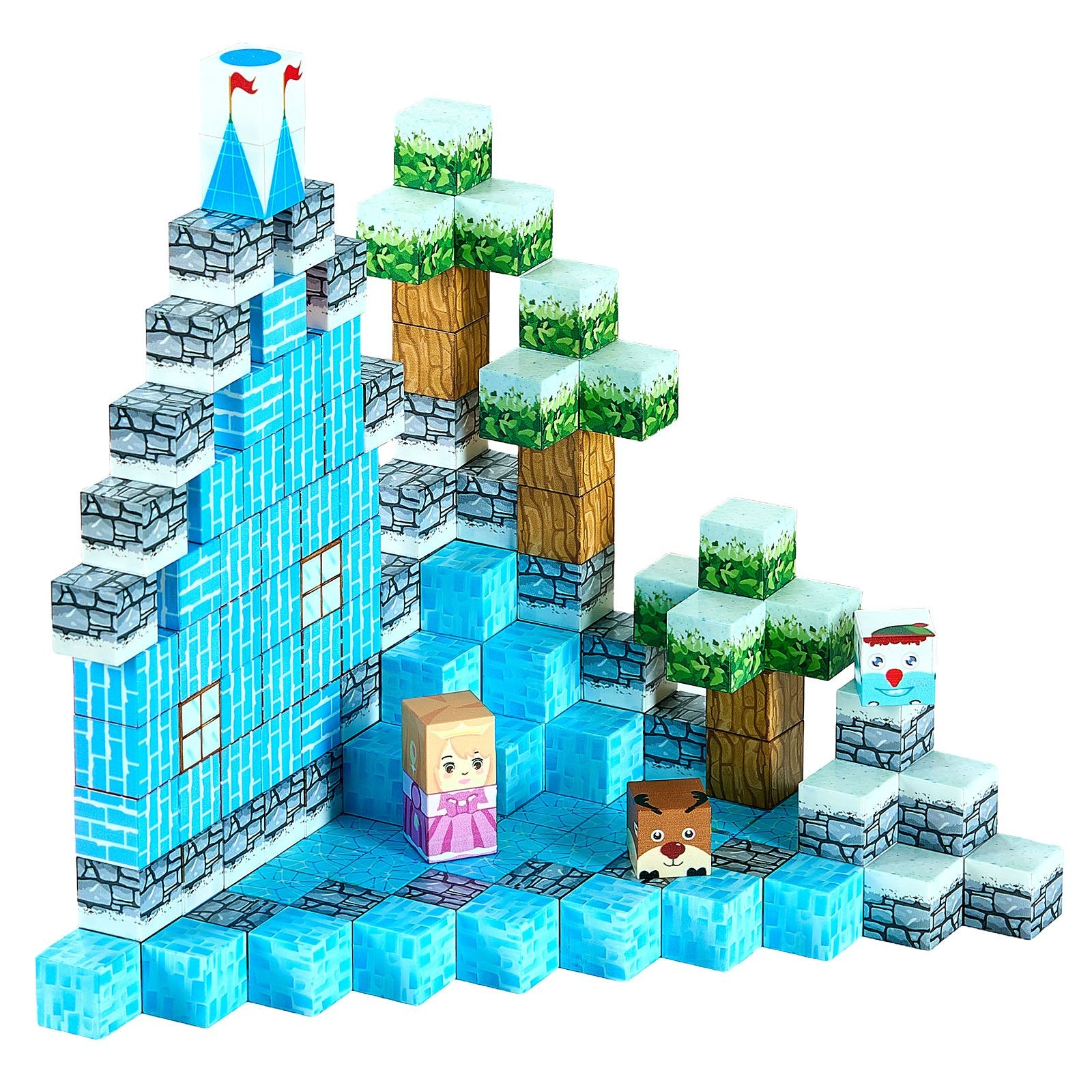 Magnetic Building Blocks Glacier Castle Set - 150 PCS STEM Montessori Sensory Toy for Kids, Perfect Christmas Birthday Gift for Boys & Girls 3+