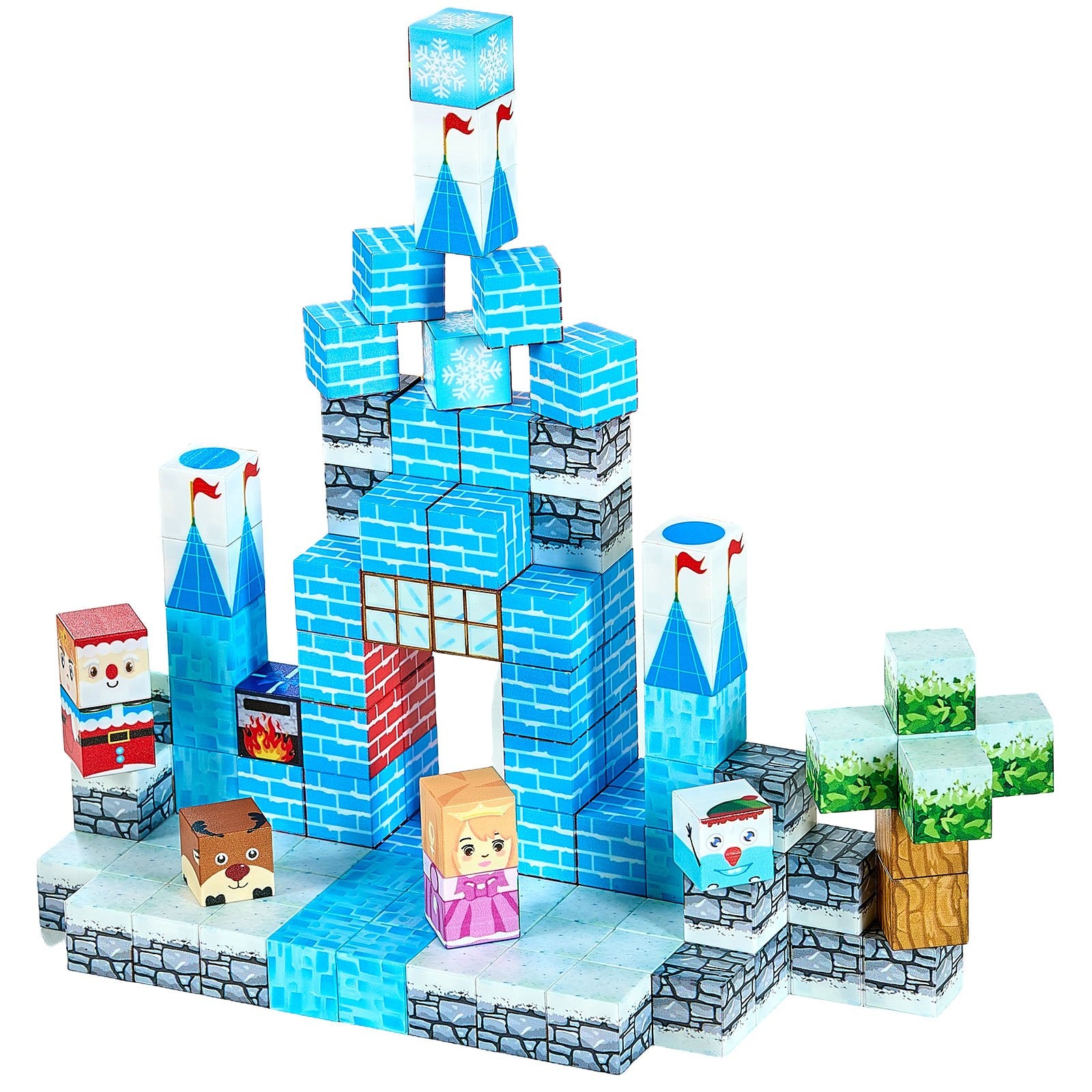 Magnetic Building Blocks Glacier Castle Set - 150 PCS STEM Montessori Sensory Toy for Kids, Perfect Christmas Birthday Gift for Boys & Girls 3+