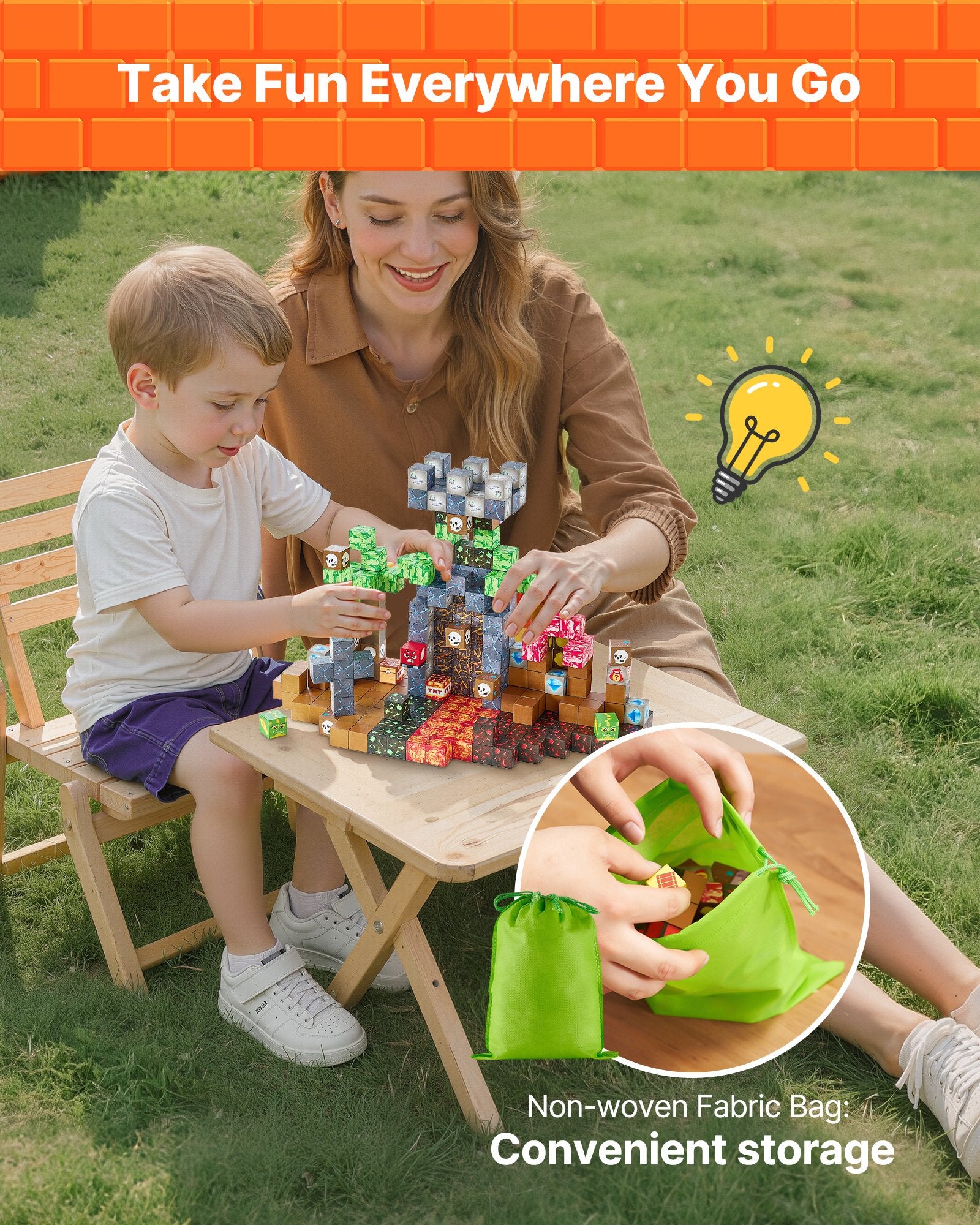 Magnetic Building Blocks Set - 100 PCS Dark Castle, STEM Montessori Sensory Construction Cubes for Kids, Perfect Christmas & Birthday Gift for Boys & Girls 3+
