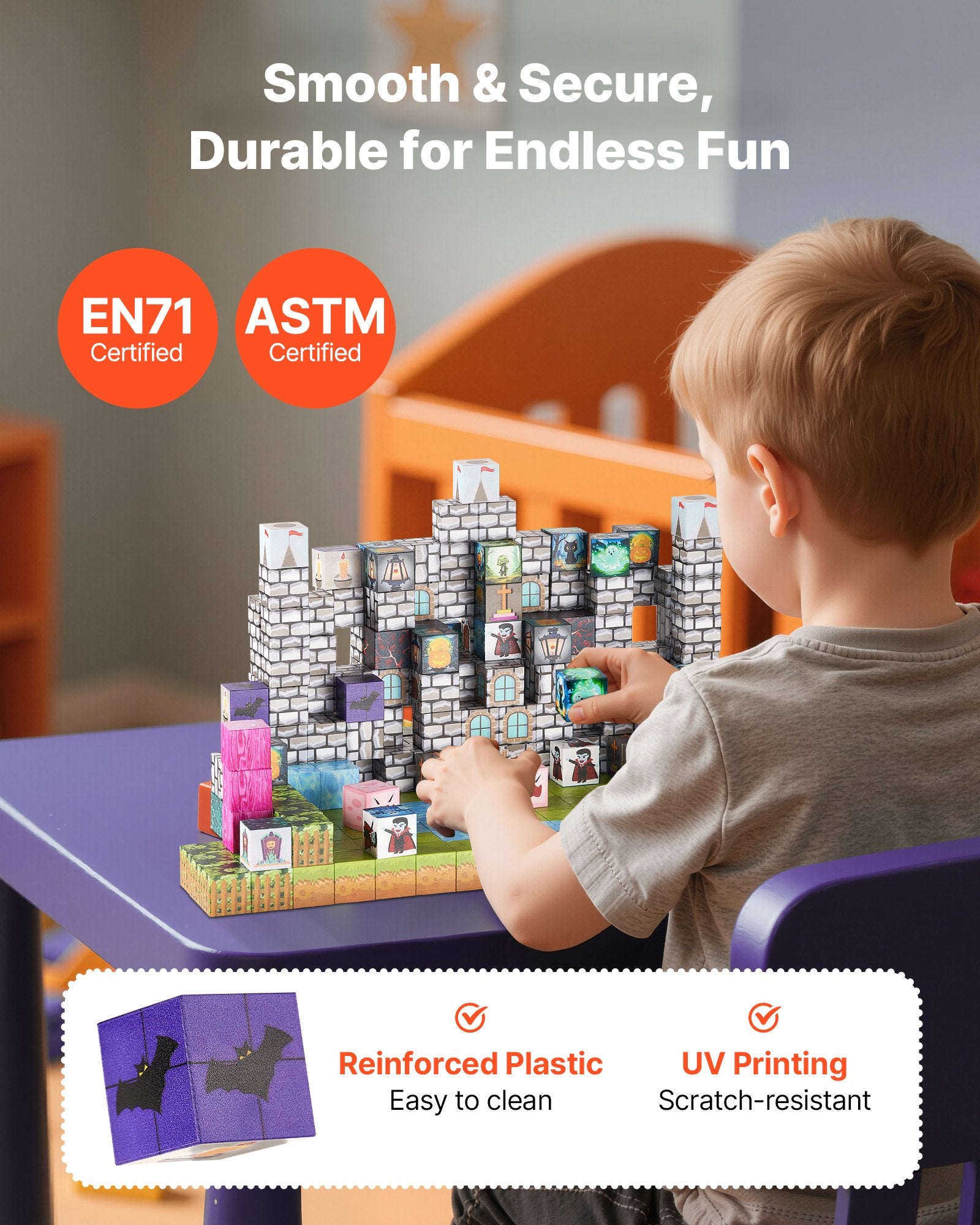 Magnetic Building Blocks Set for Kids, 100 PCS Zombie Cemetery Theme, STEM Montessori Toys, Perfect Christmas & Birthday Gift for 3+ Years Old Boys & Girls