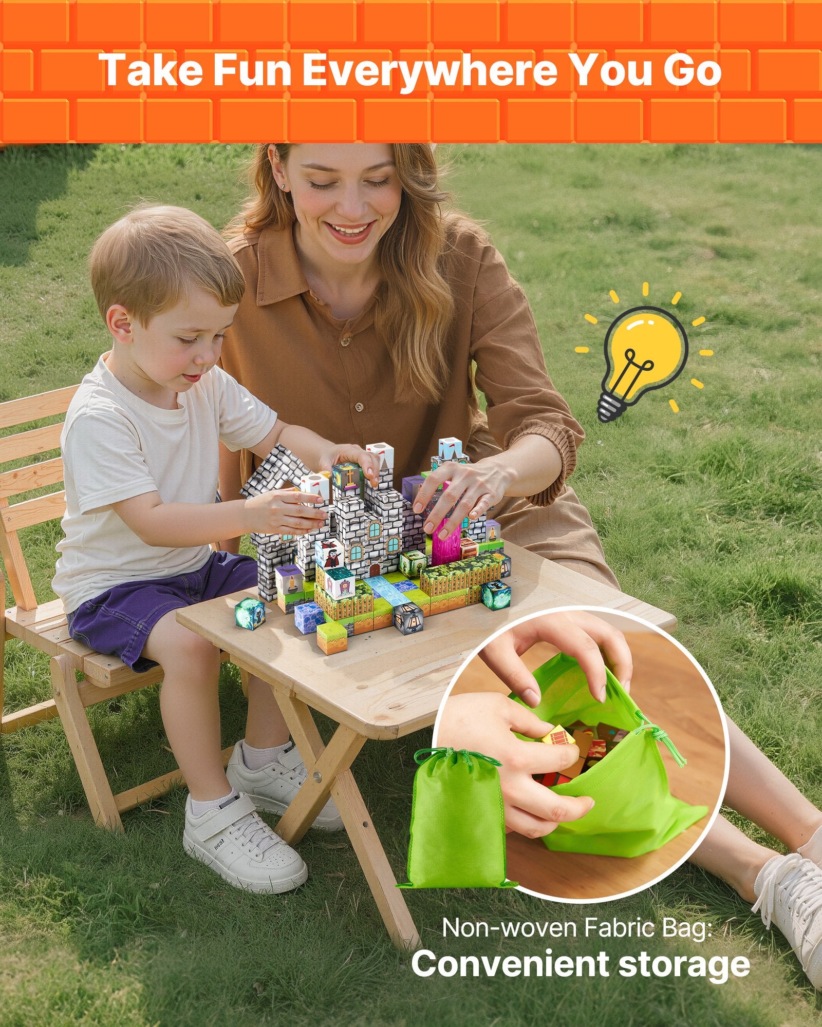 Magnetic Building Blocks Set for Kids, 100 PCS Zombie Cemetery Theme, STEM Montessori Toys, Perfect Christmas & Birthday Gift for 3+ Years Old Boys & Girls