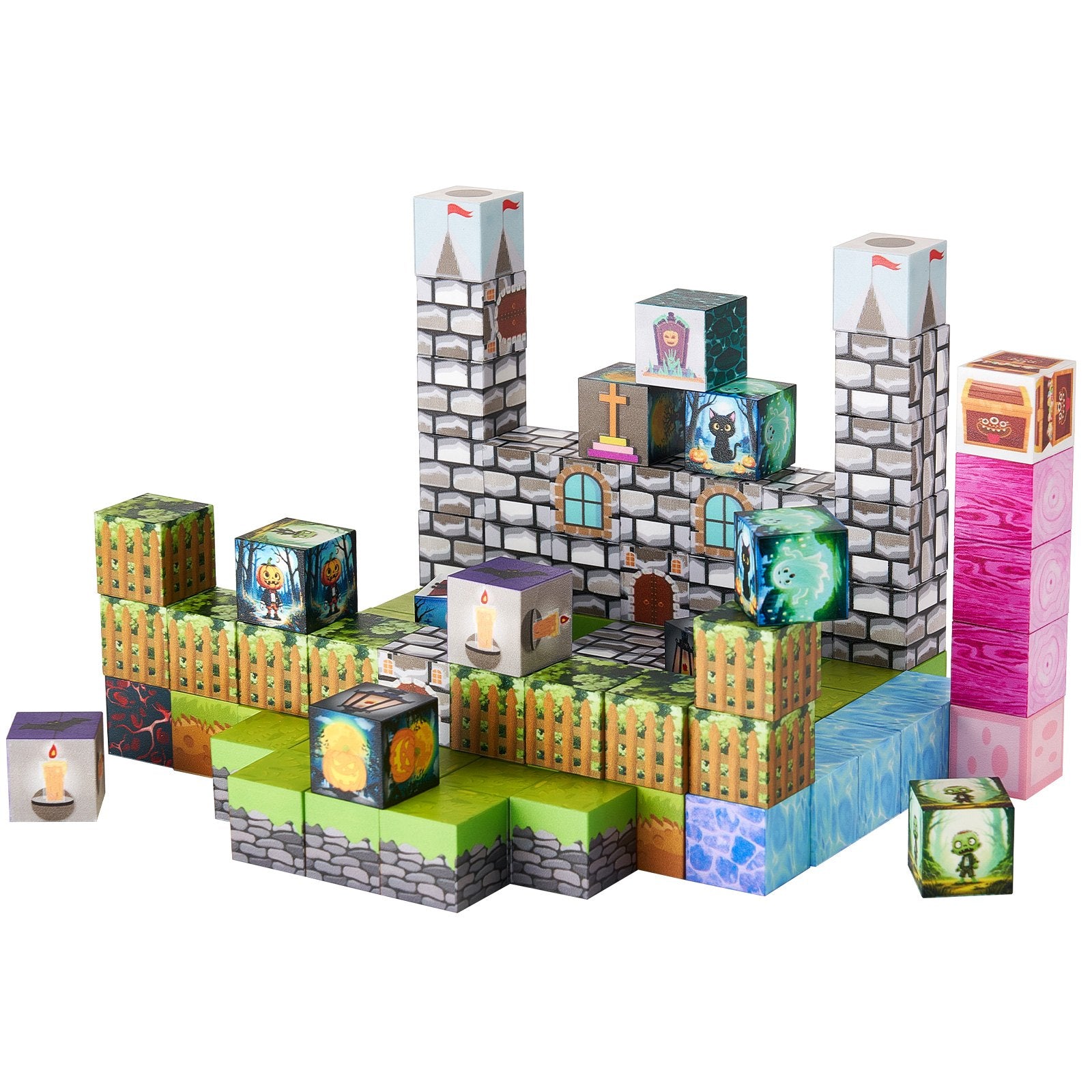 Magnetic Building Blocks Set for Kids, 100 PCS Zombie Cemetery Theme, STEM Montessori Toys, Perfect Christmas & Birthday Gift for 3+ Years Old Boys & Girls