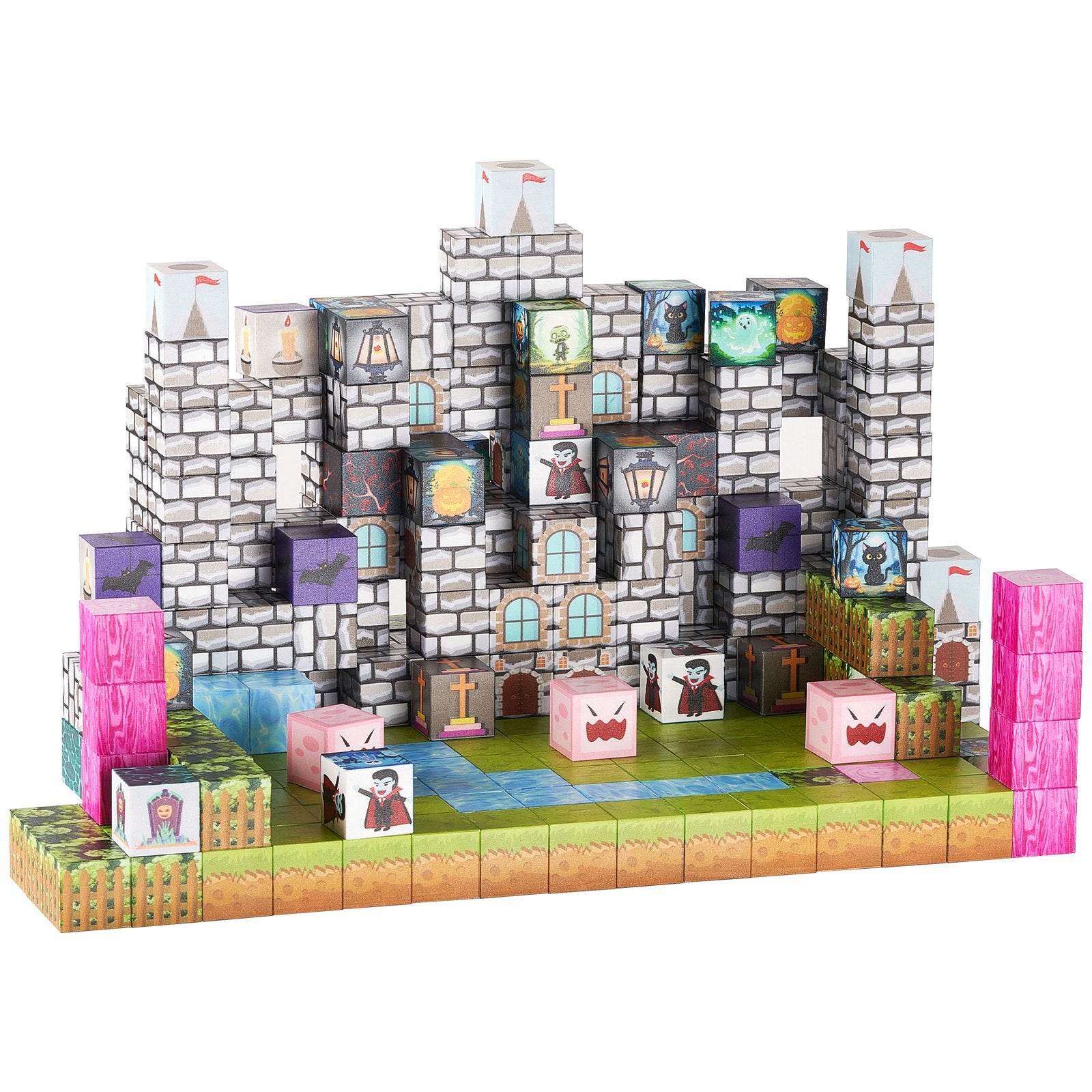 Magnetic Building Blocks Set for Kids, 100 PCS Zombie Cemetery Theme, STEM Montessori Toys, Perfect Christmas & Birthday Gift for 3+ Years Old Boys & Girls