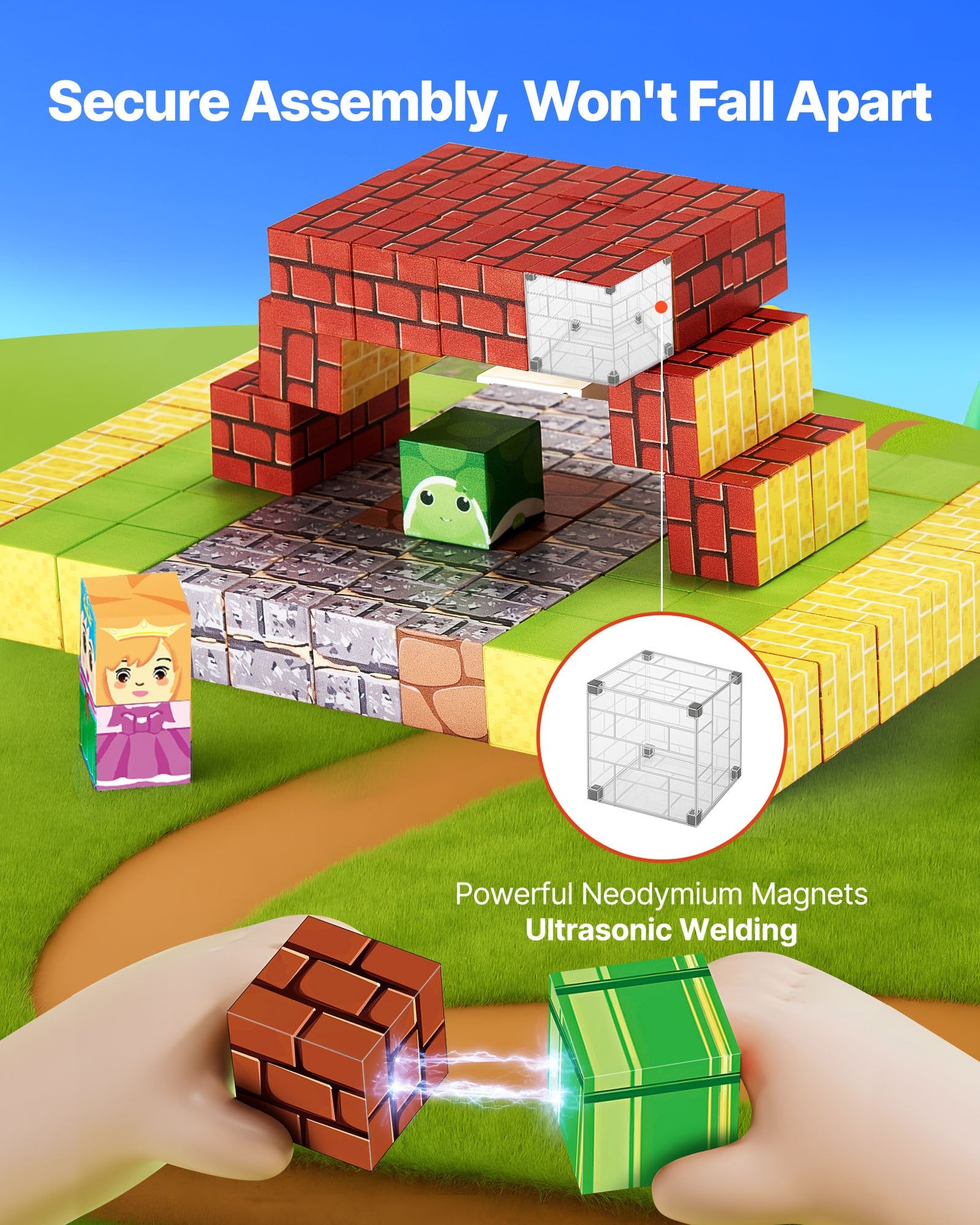 100 PCS Magnetic Building Blocks Set for Kids - STEM Montessori Sensory Toys, Creative Construction Cubes, Perfect Christmas Birthday Gift for 3+ Boys & Girls